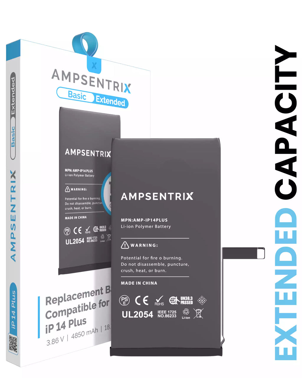 Replacement Battery for iPhone 14 Plus (AmpSentrix Basic Extended)