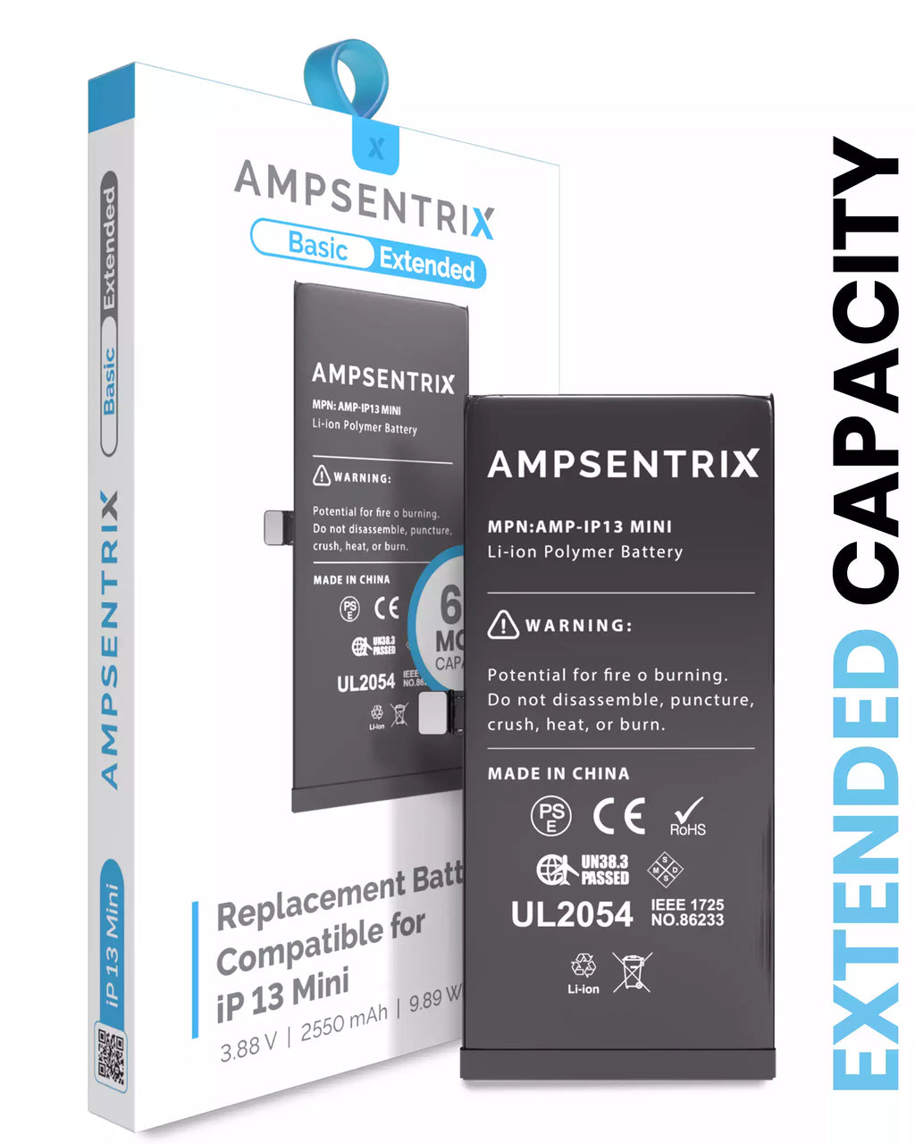Replacement Battery for iPhone 13 Mini (AmpSentrix Basic Extended)