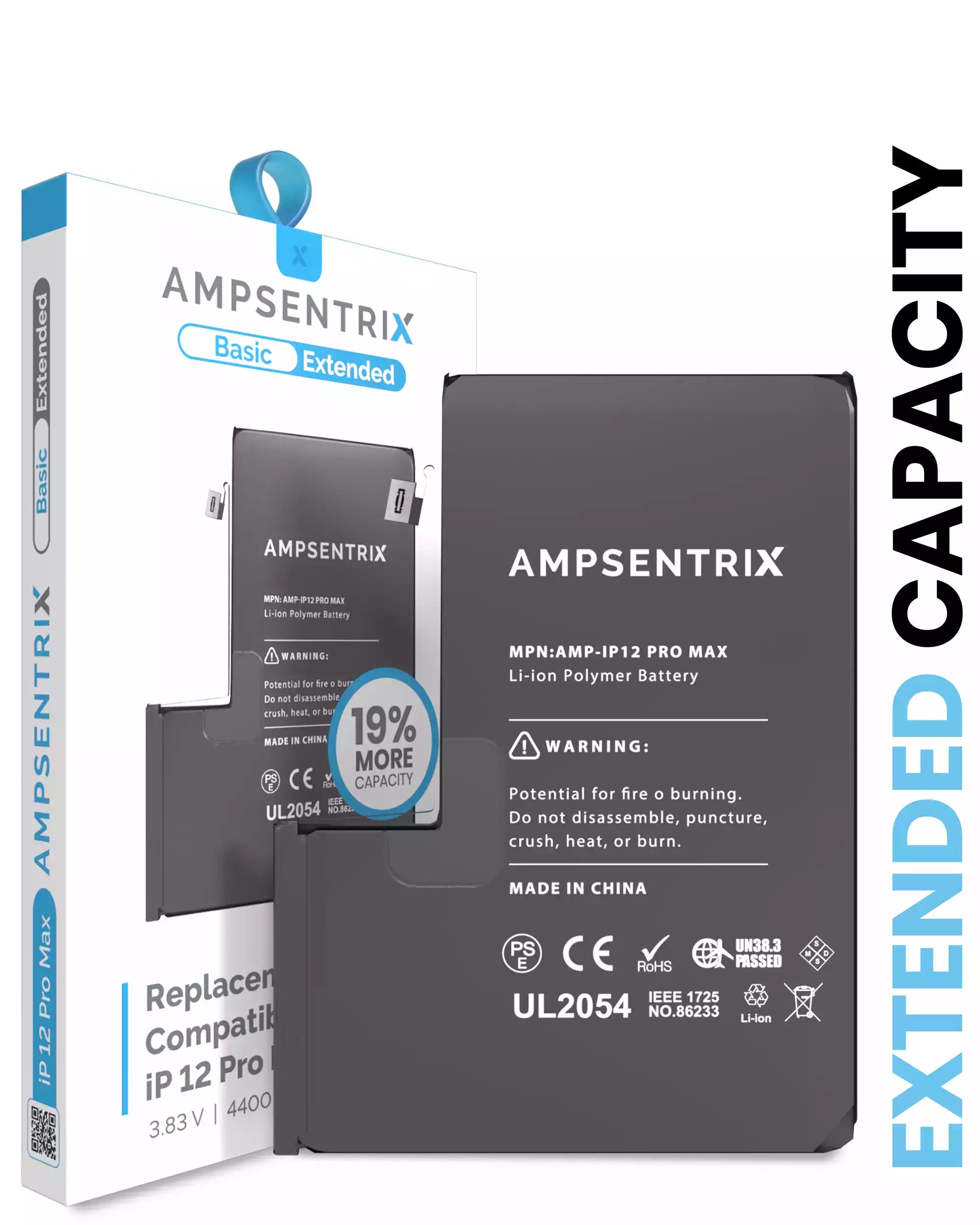 Ersatzbatterie für iPhone 12 Pro Max (AmpSentrix Basic Extended)