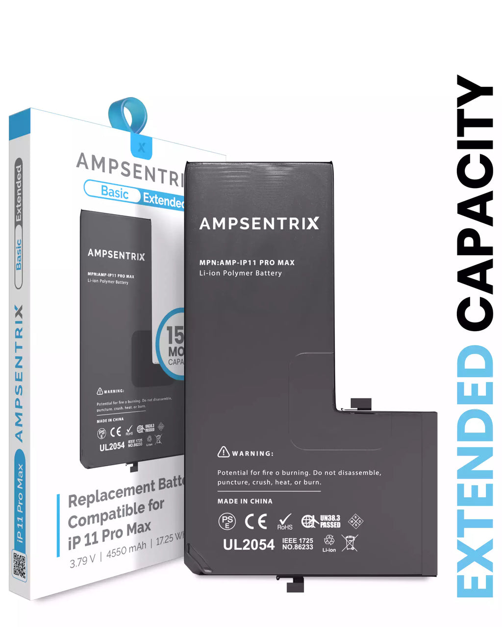 Replacement battery for iPhone 11 Pro Max (AmpSentrix Basic Extended)