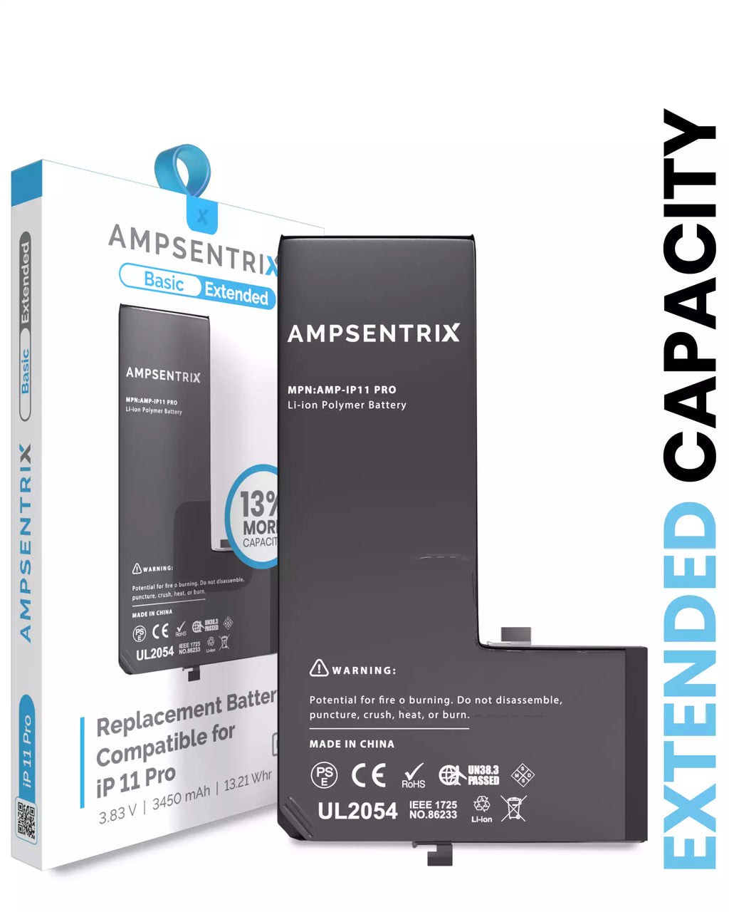 Replacement Battery for iPhone 11 Pro (AmpSentrix Basic Extended)