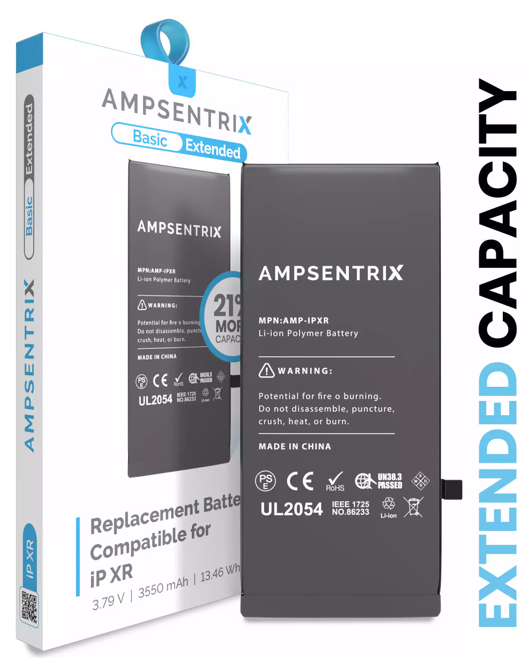 Replacement Battery for iPhone XR (AmpSentrix Basic Extended)