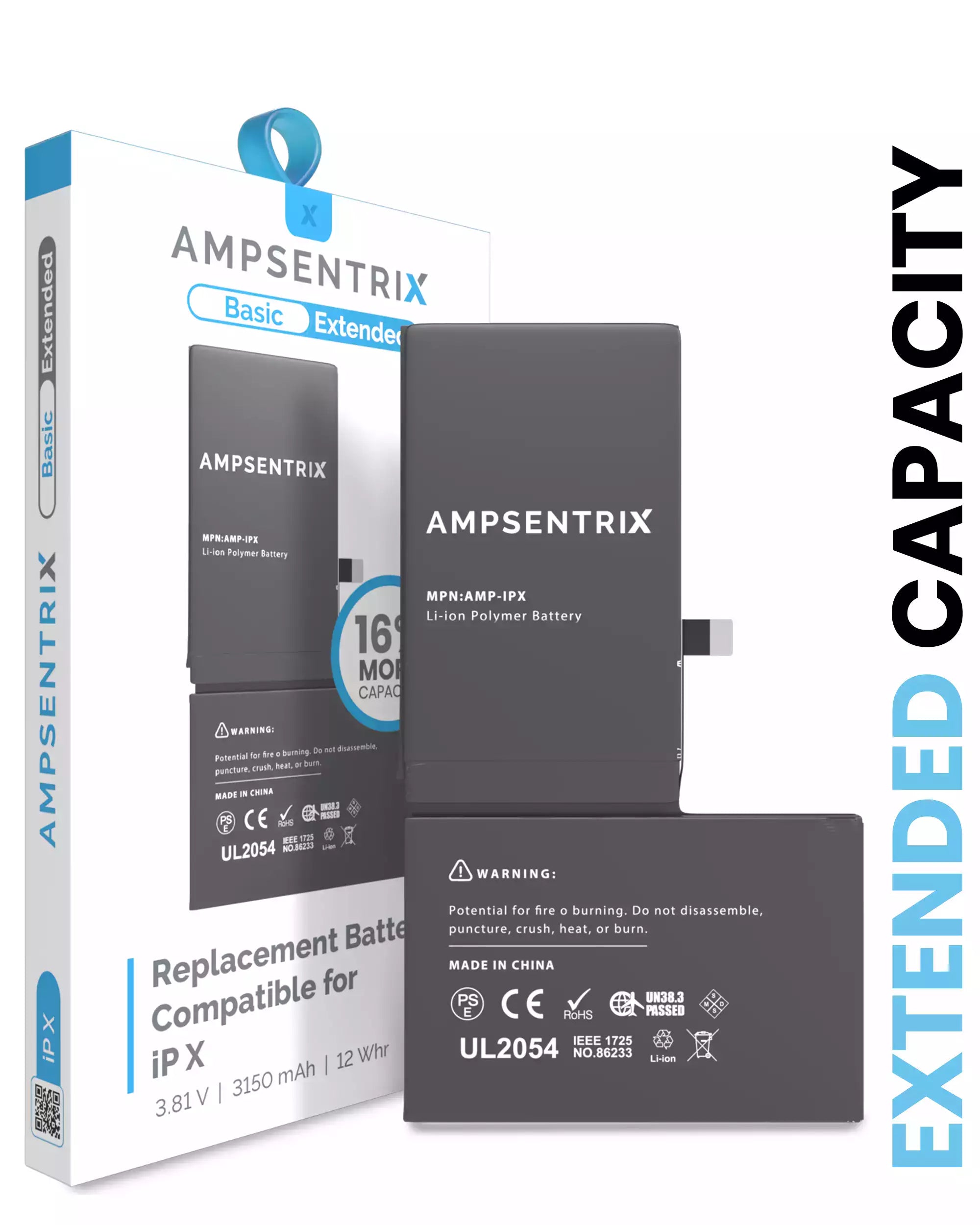 Ersatzakku für iPhone X (AmpSentrix Basic Extended)