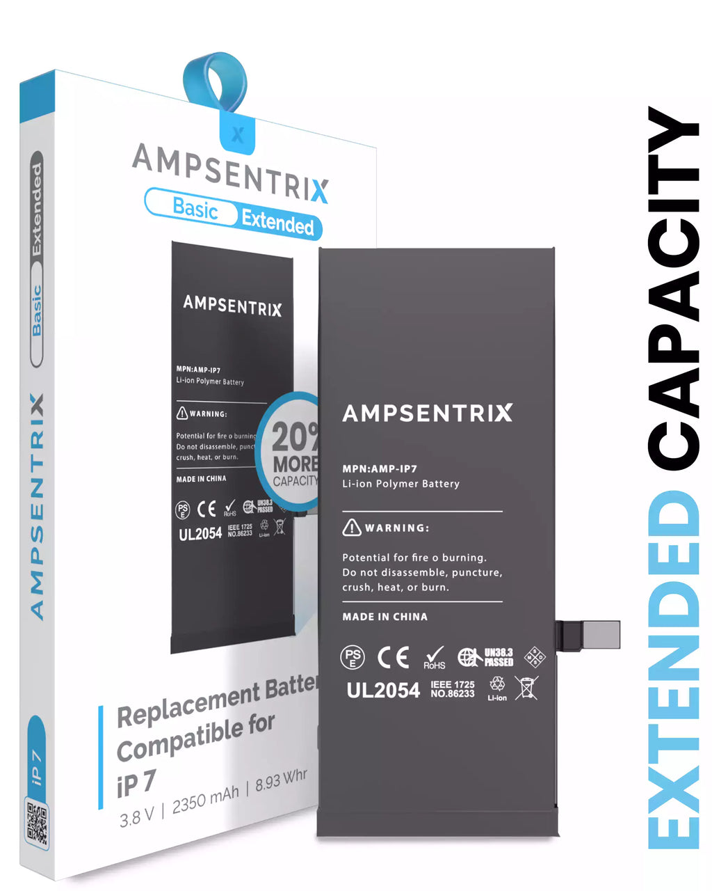 Replacement Battery for iPhone 7 (AmpSentrix Basic Extended)