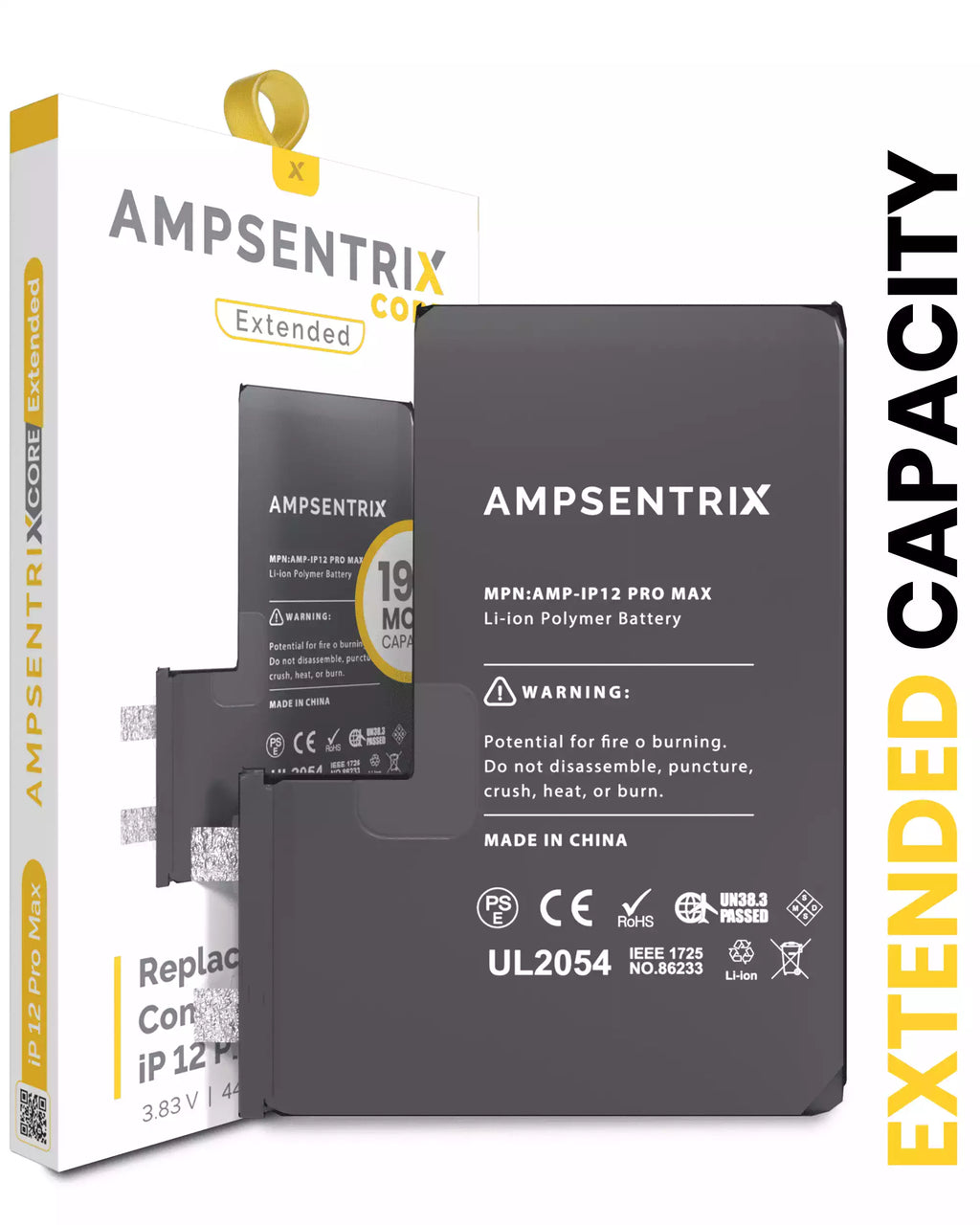 Replacement battery for iPhone 12 Pro Max (spot welding required) (AmpSentrix Core Extended)