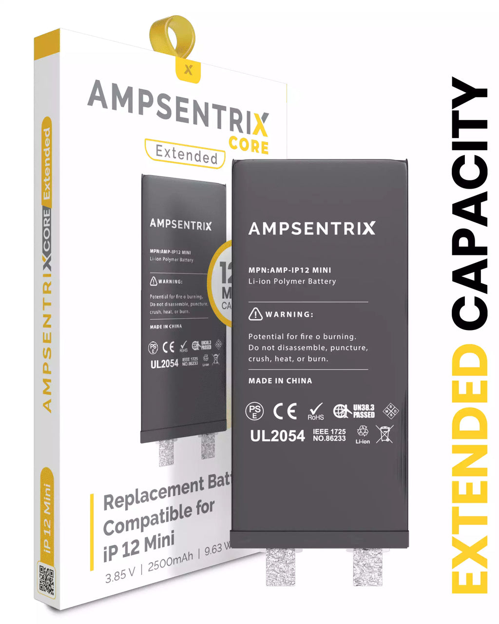 Hochkapazitäts-Akkukern iPhone 12 Mini Punktschweißen nötig AmpSentrix Core