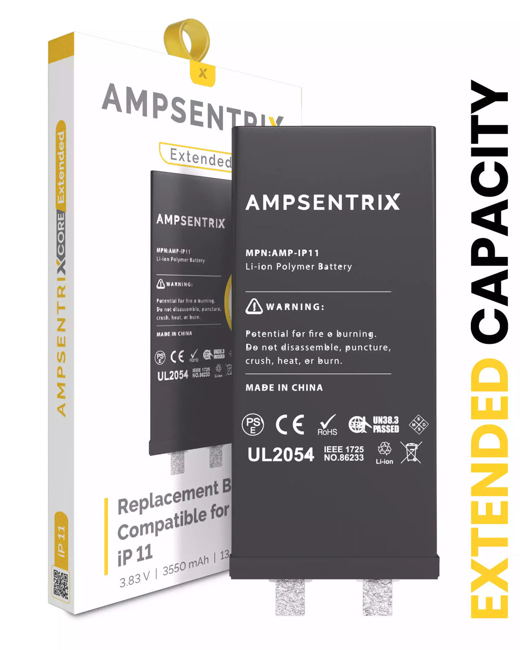 Replacement battery for iPhone 11 (spot welding required) (AmpSentrix Core Extended)