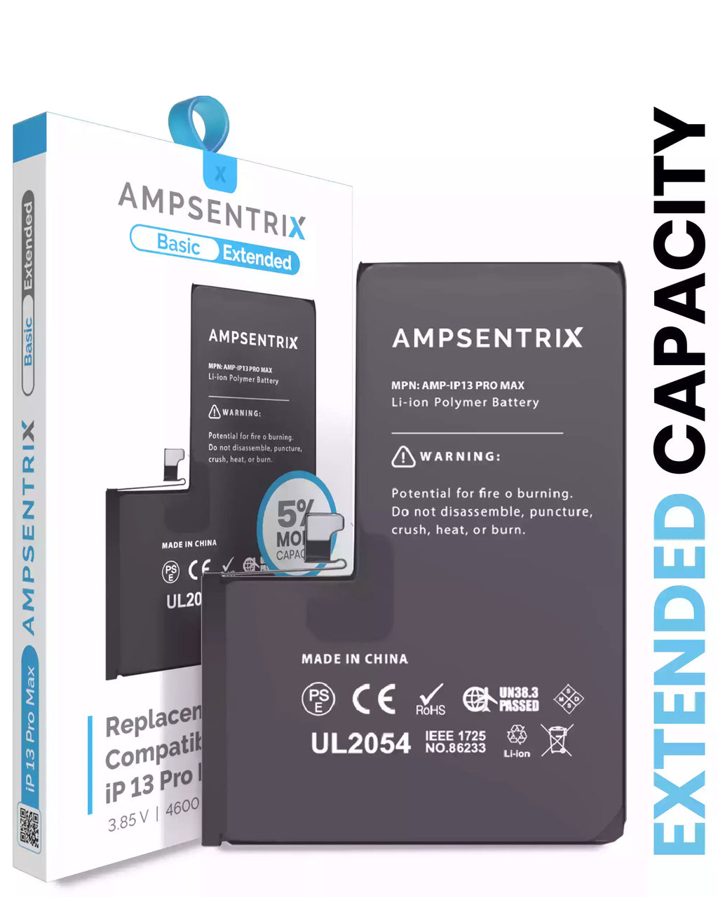 Replacement Battery for iPhone 13 Pro Max (AmpSentrix Basic Extended)