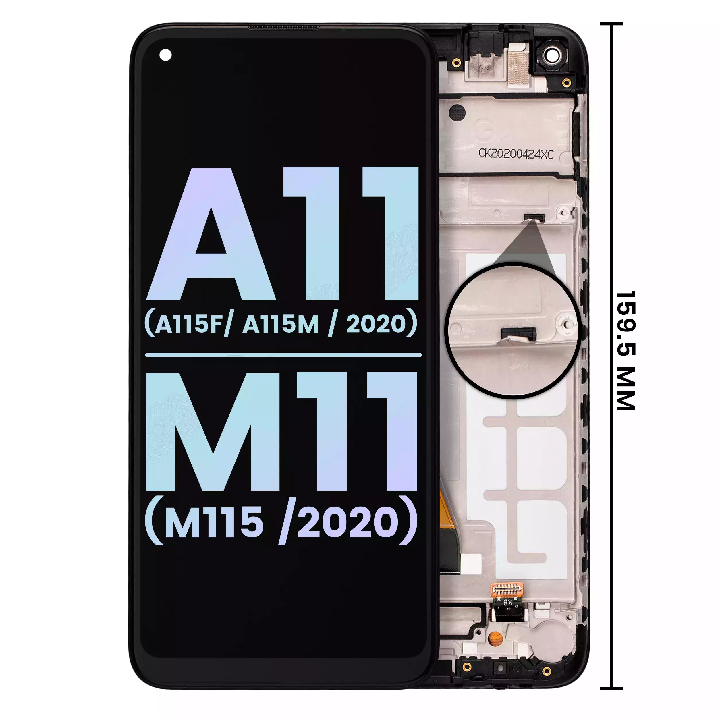 LCD-Display mit Rahmen Samsung Galaxy A11/M11 Service Pack