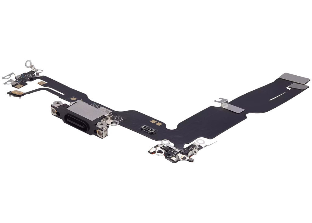 Flexibles Ladeanschlusskabel für iPhone 15 Plus (Aftermarket Plus, Schwarz)