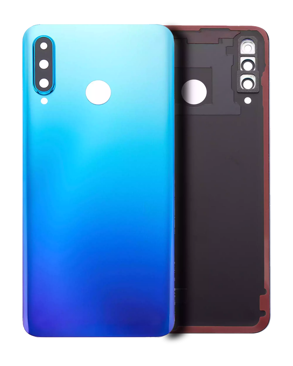 Backcover Glass mit Camera Lens für Huawei P30 Lite / Nova 4E (4GB RAM / ohne Logo) (Peacock Blue)
