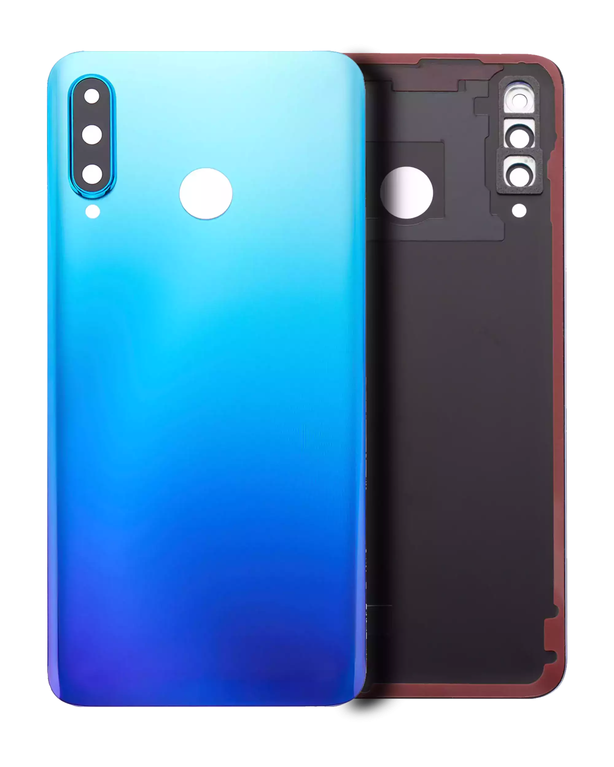 Backcover Glass mit Camera Lens für Huawei P30 Lite / Nova 4E (4GB RAM / ohne Logo) (Peacock Blue)