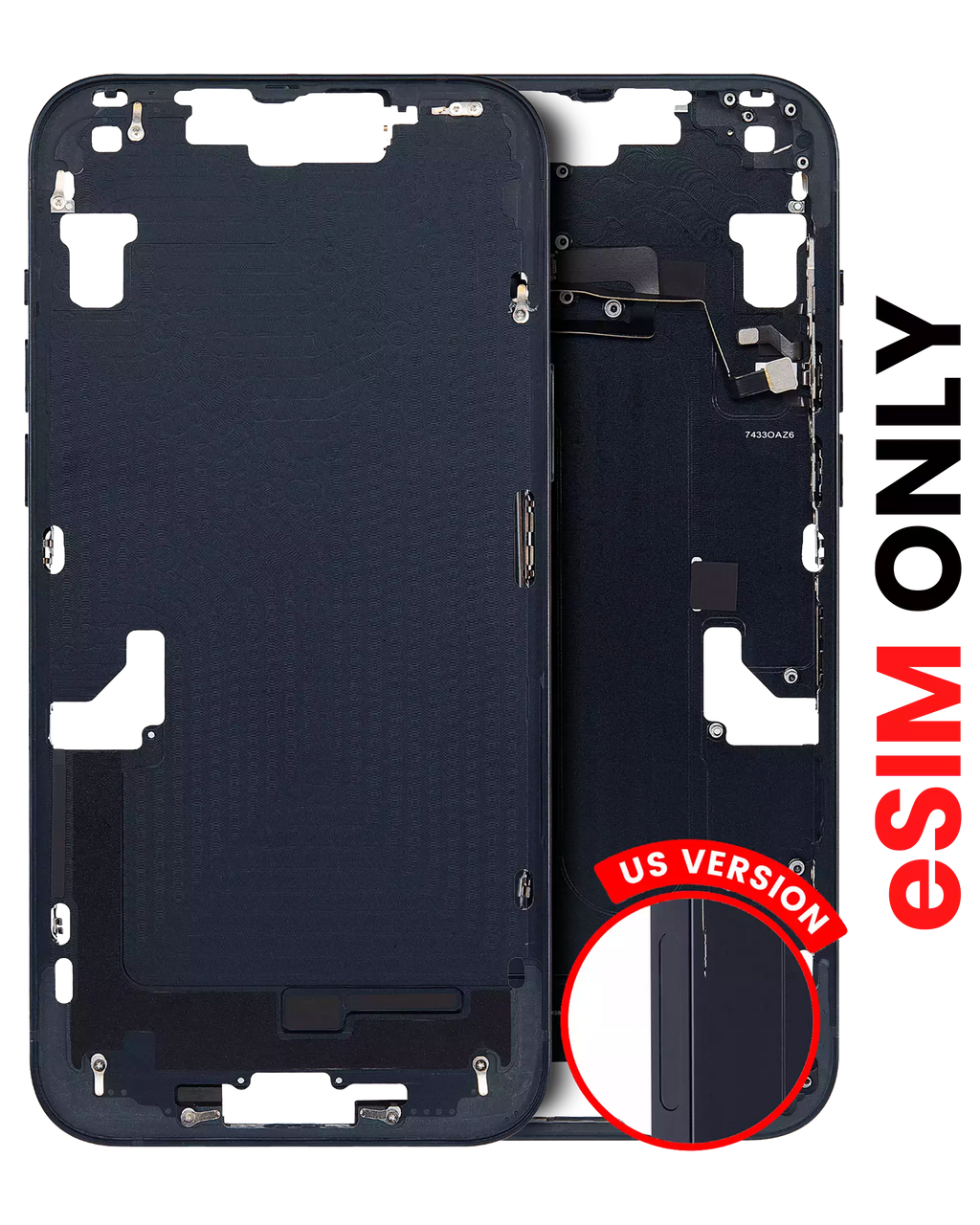 Midframe/Frame with Small Parts for iPhone 14 (US Version) (Aftermarket Plus) (Midnight)