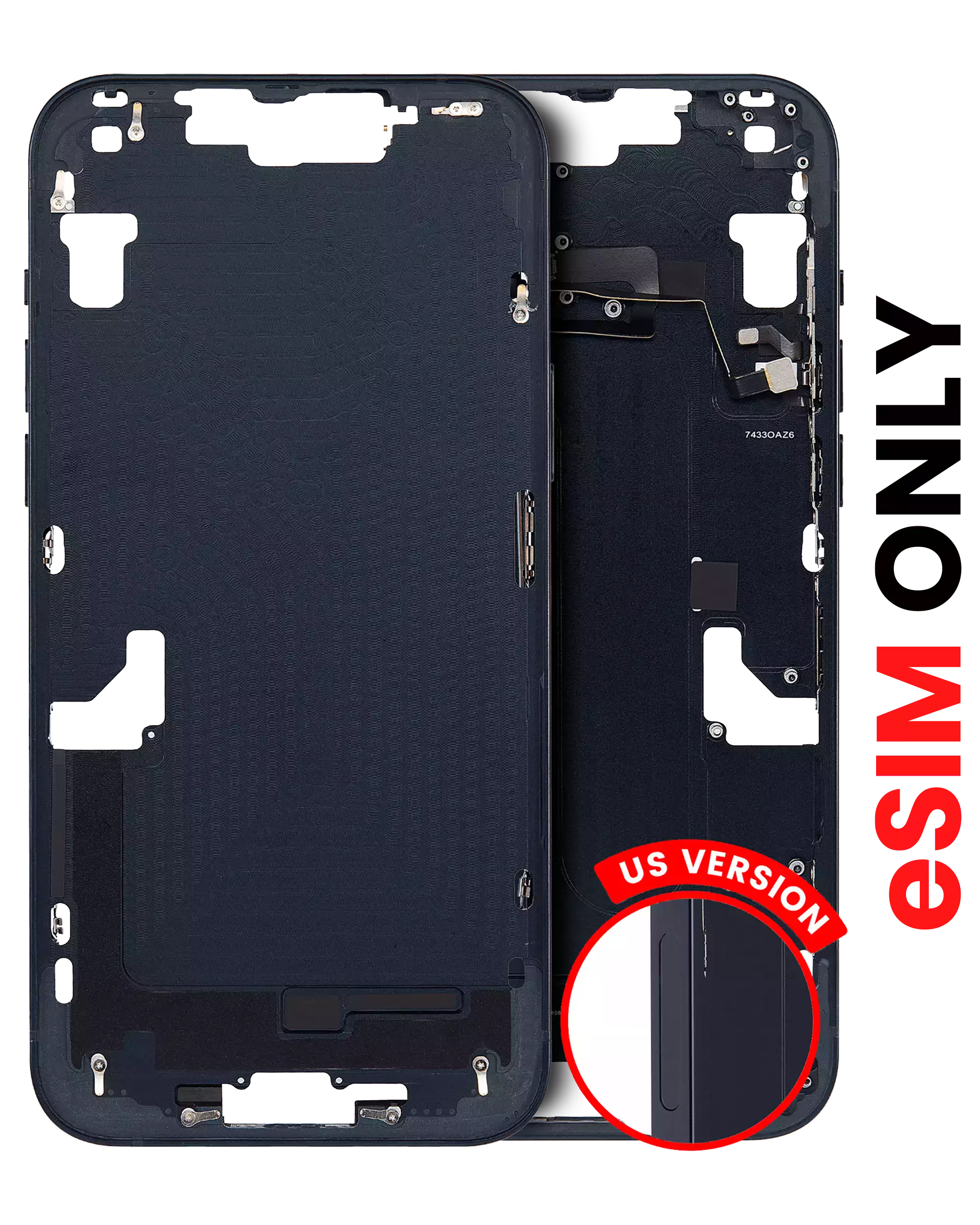Midframe/Frame with Small Parts for iPhone 14 (US Version) (Aftermarket Plus) (Midnight)
