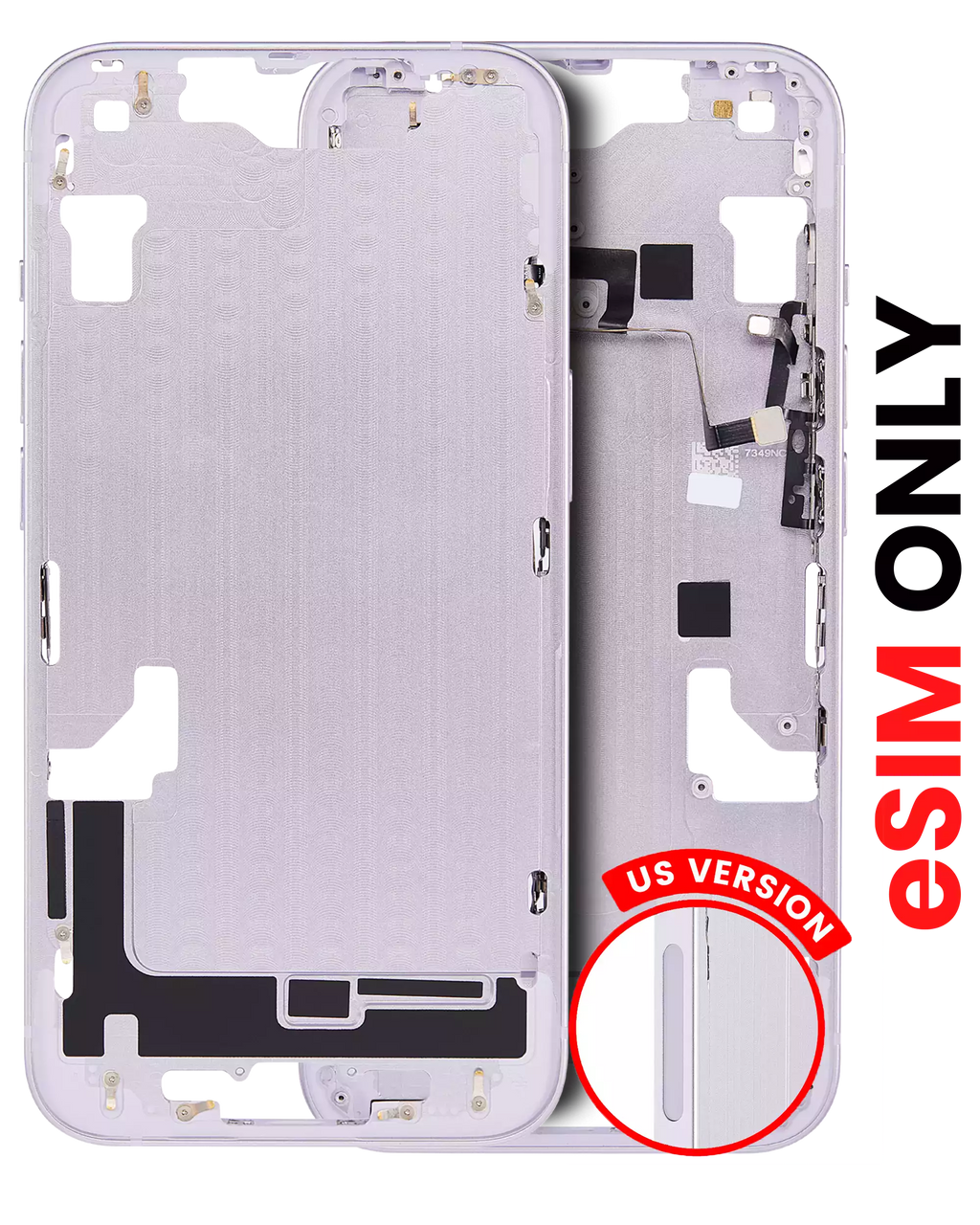 Midframe/Bezel with Small Parts for iPhone 14 (US Version) (Aftermarket Plus) (Violet)