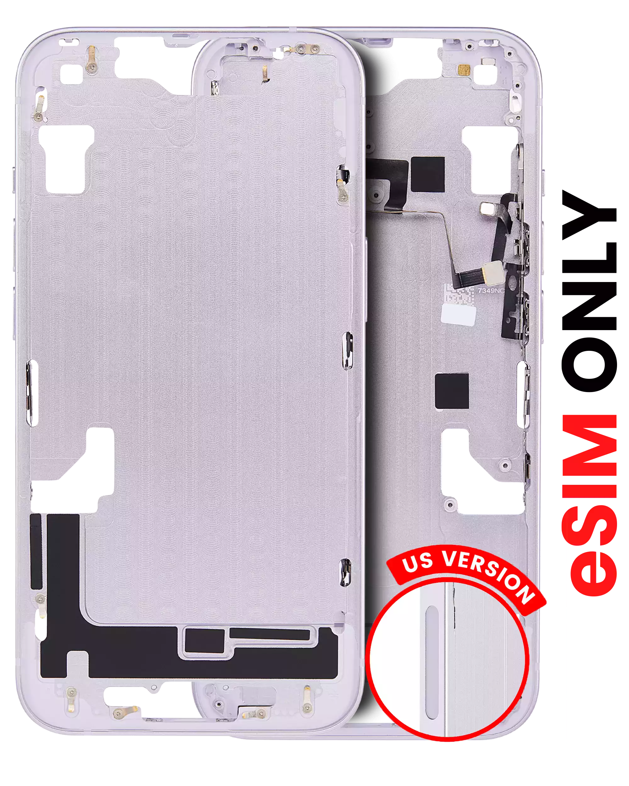 Midframe/Bezel with Small Parts for iPhone 14 (US Version) (Aftermarket Plus) (Violet)