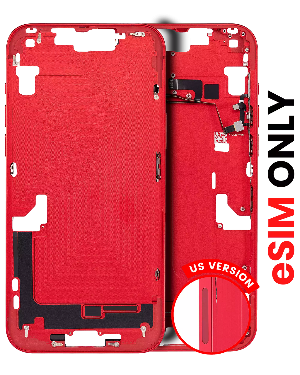 Midframe/Frame with Small Parts for iPhone 14 (US Version) (Aftermarket Plus) (Red)