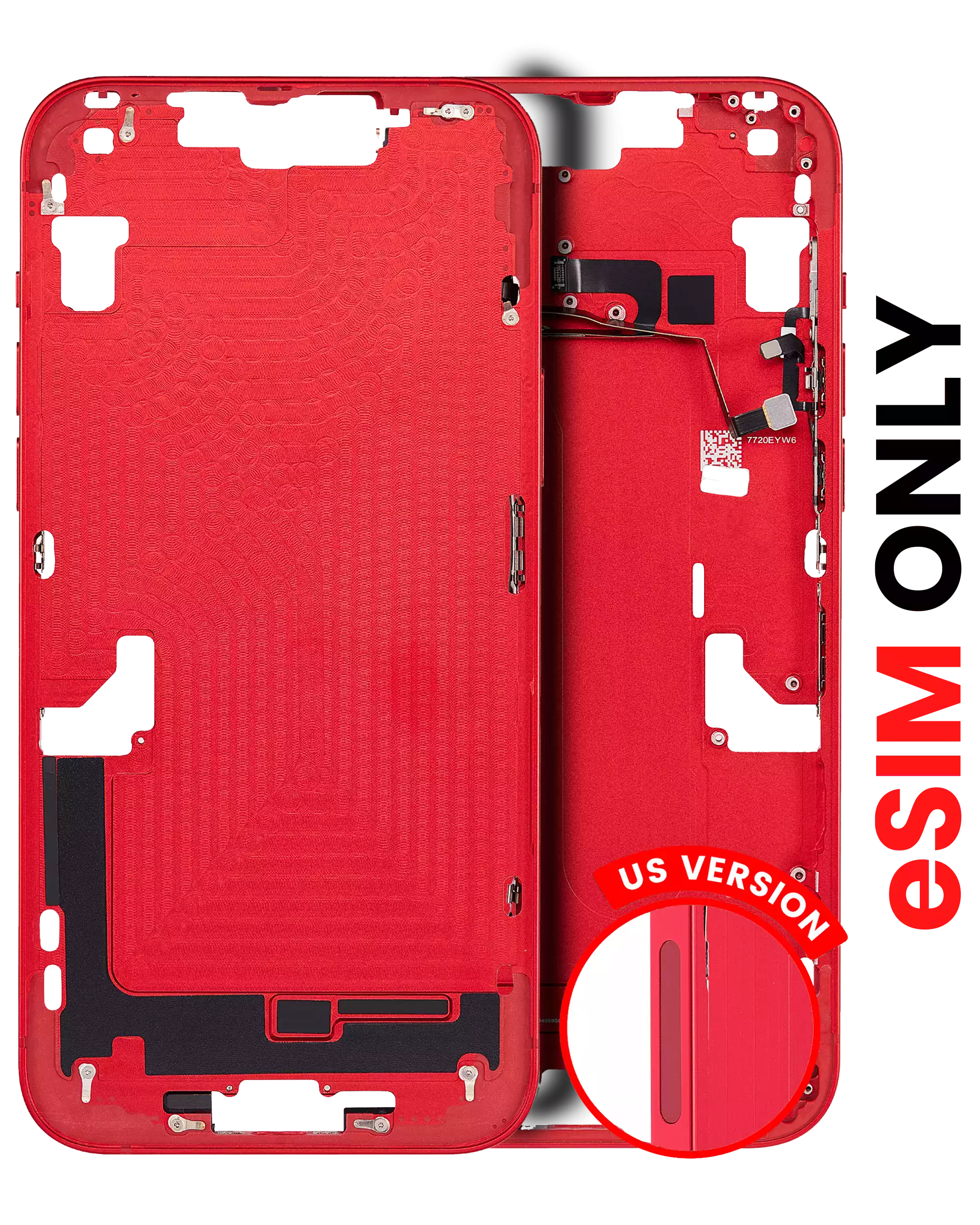Midframe/Frame with Small Parts for iPhone 14 (US Version) (Aftermarket Plus) (Red)