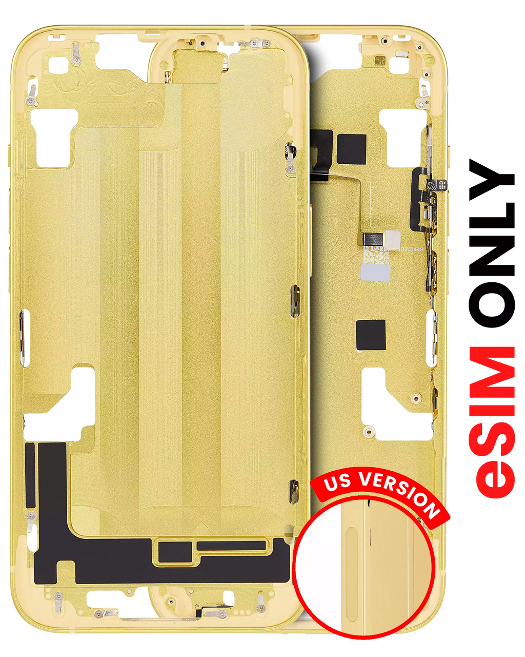 Midframe/Rahmen mit Kleinteilen für iPhone 14 Gelb (Aftermarket Plus)