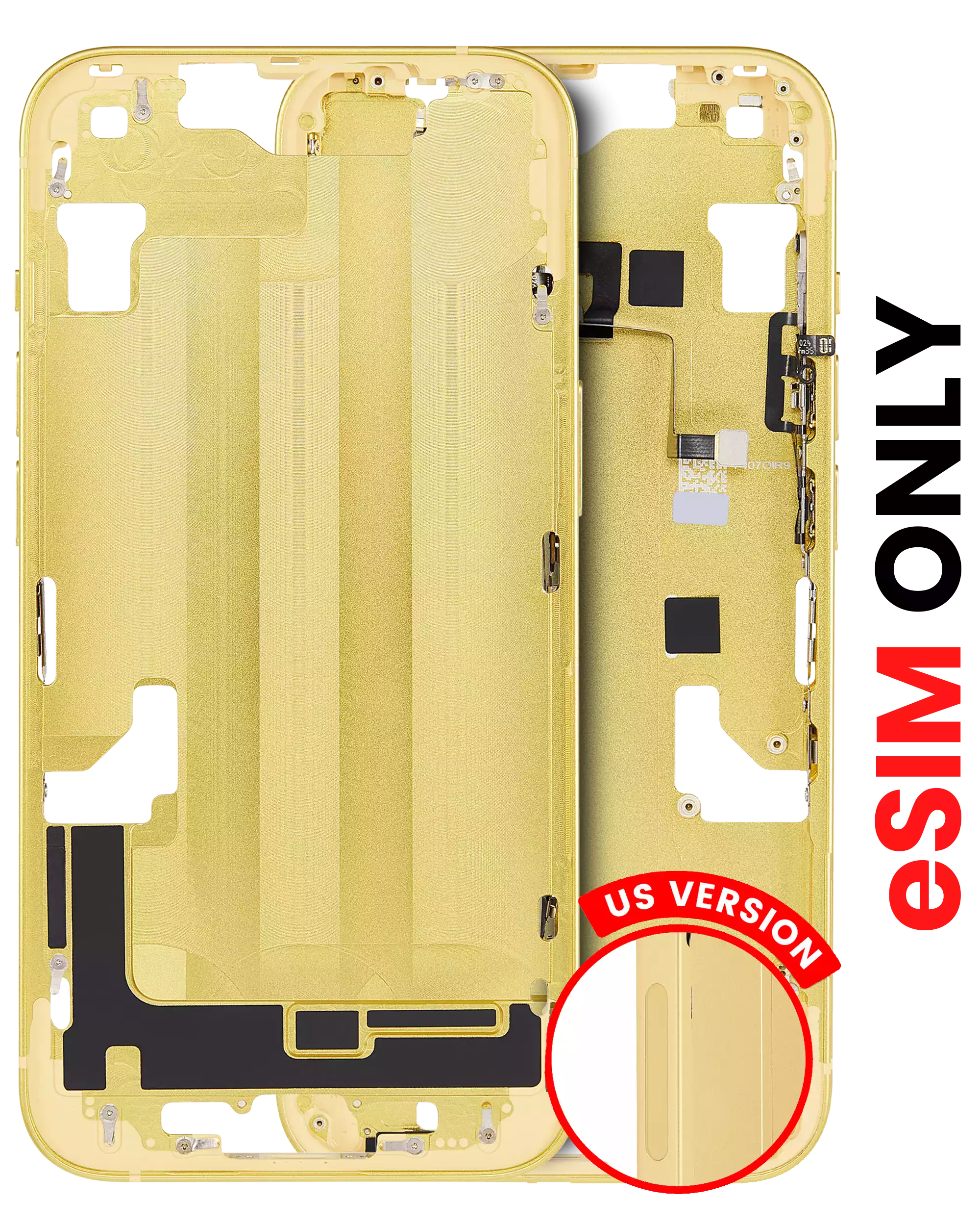 Midframe/Rahmen mit Kleinteilen für iPhone 14 Gelb (Aftermarket Plus)