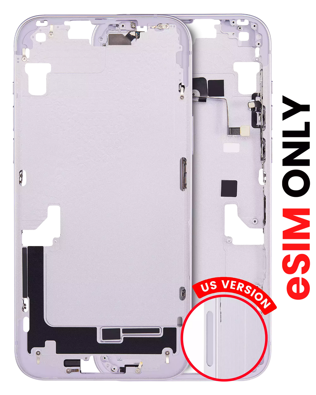 Midframe/Frame with Small Parts for iPhone 14 Plus (US Version) (Aftermarket Plus) (Purple)