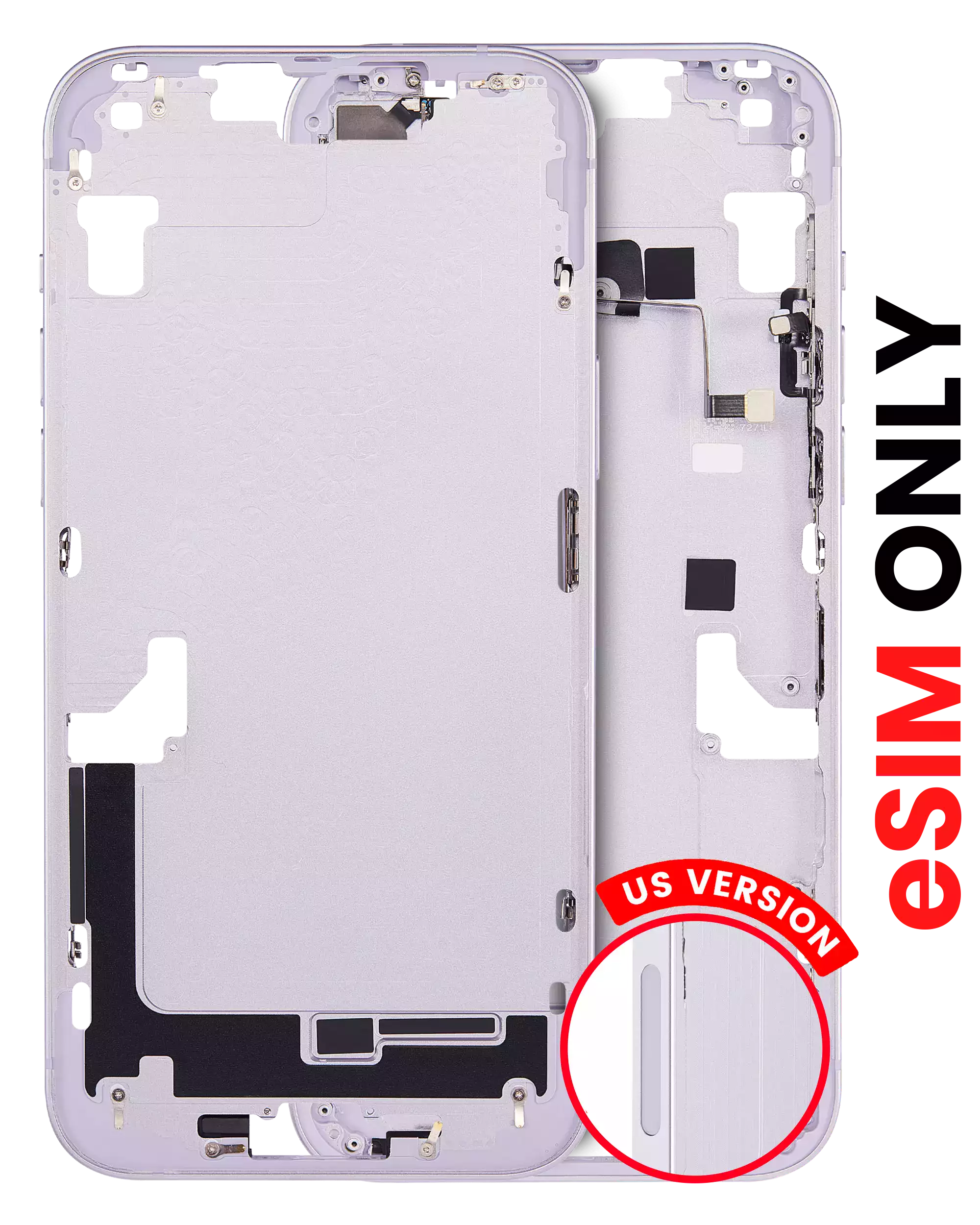 Midframe/Frame with Small Parts for iPhone 14 Plus (US Version) (Aftermarket Plus) (Purple)