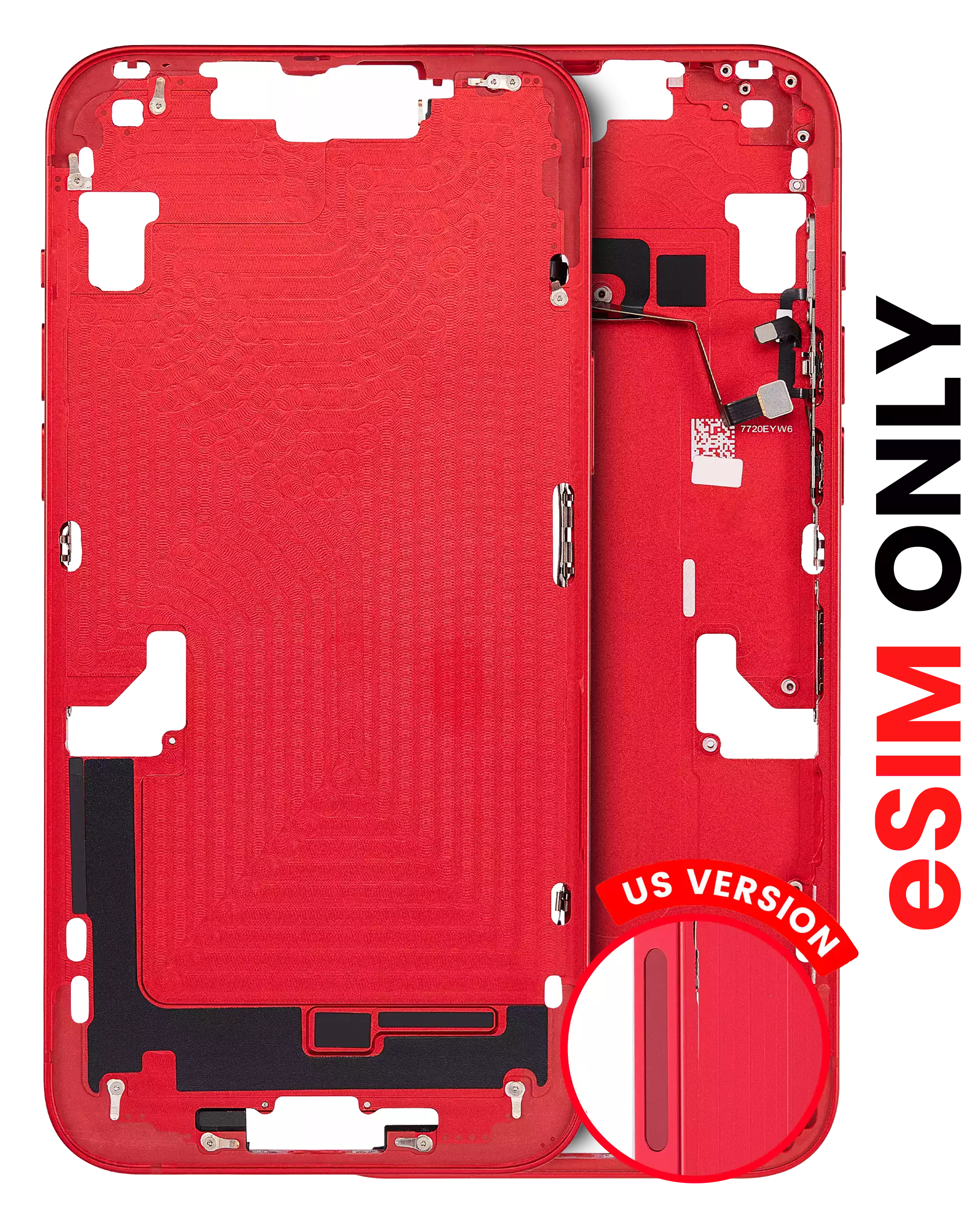 Midframe/Rahmen m. Kleinteilen für iPhone 14 Plus Rot Aftermarket Plus
