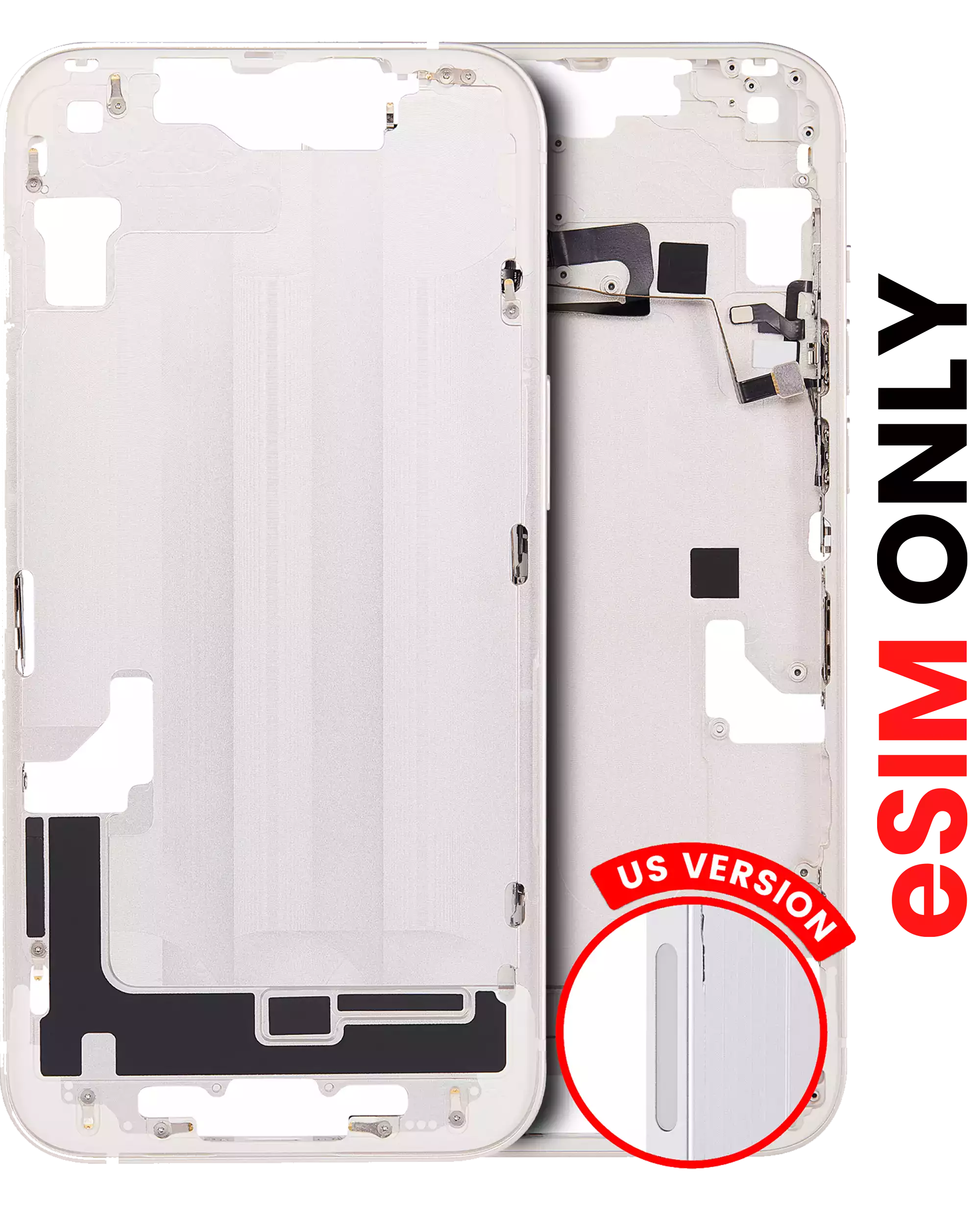 Midframe/Frame with Small Parts for iPhone 14 (US Version) (Aftermarket Plus) (Starlight)