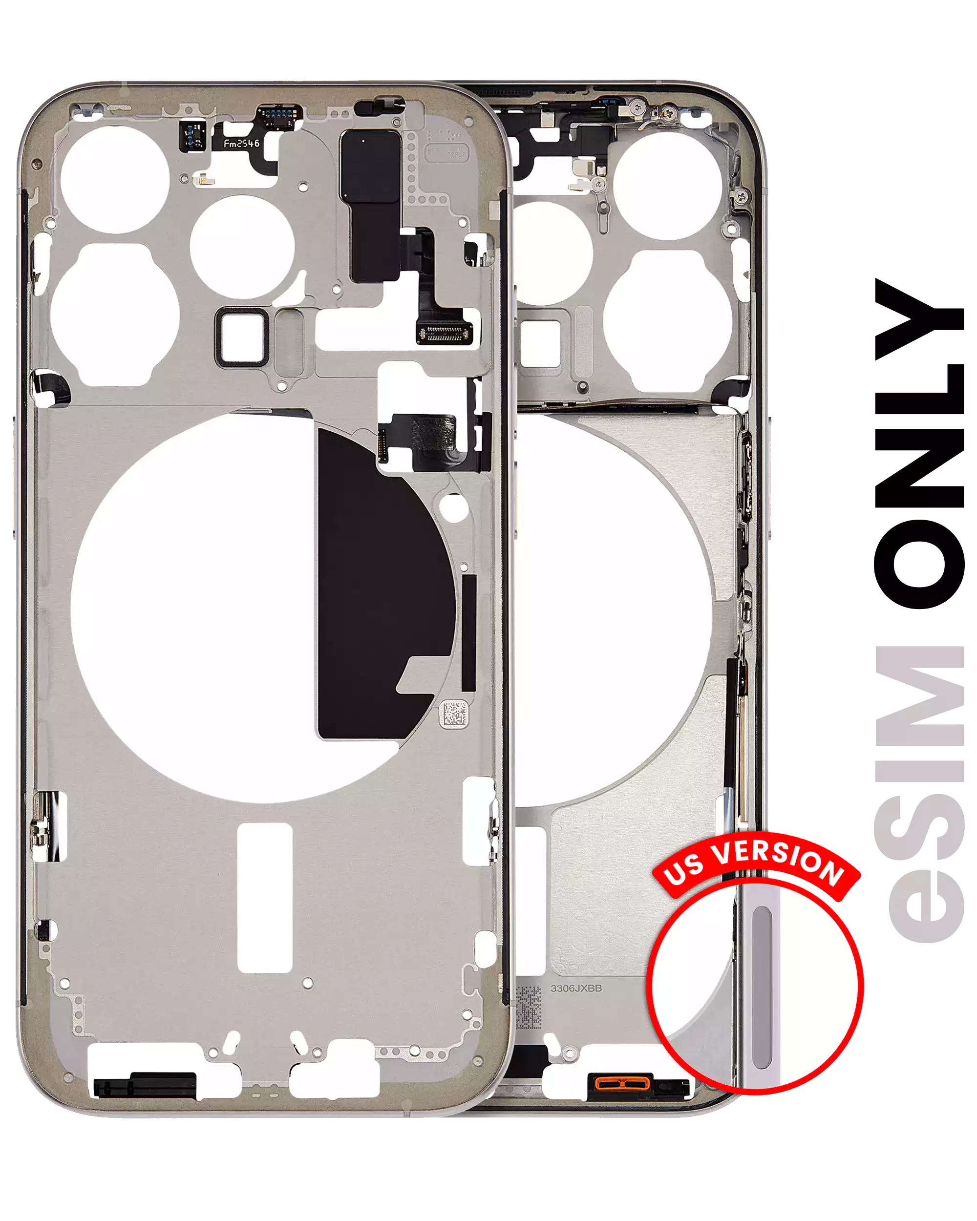 Midframe/Rahmen für iPhone 15 Pro mit Kleinteilen (Natural Titanium, Gebraucht Q