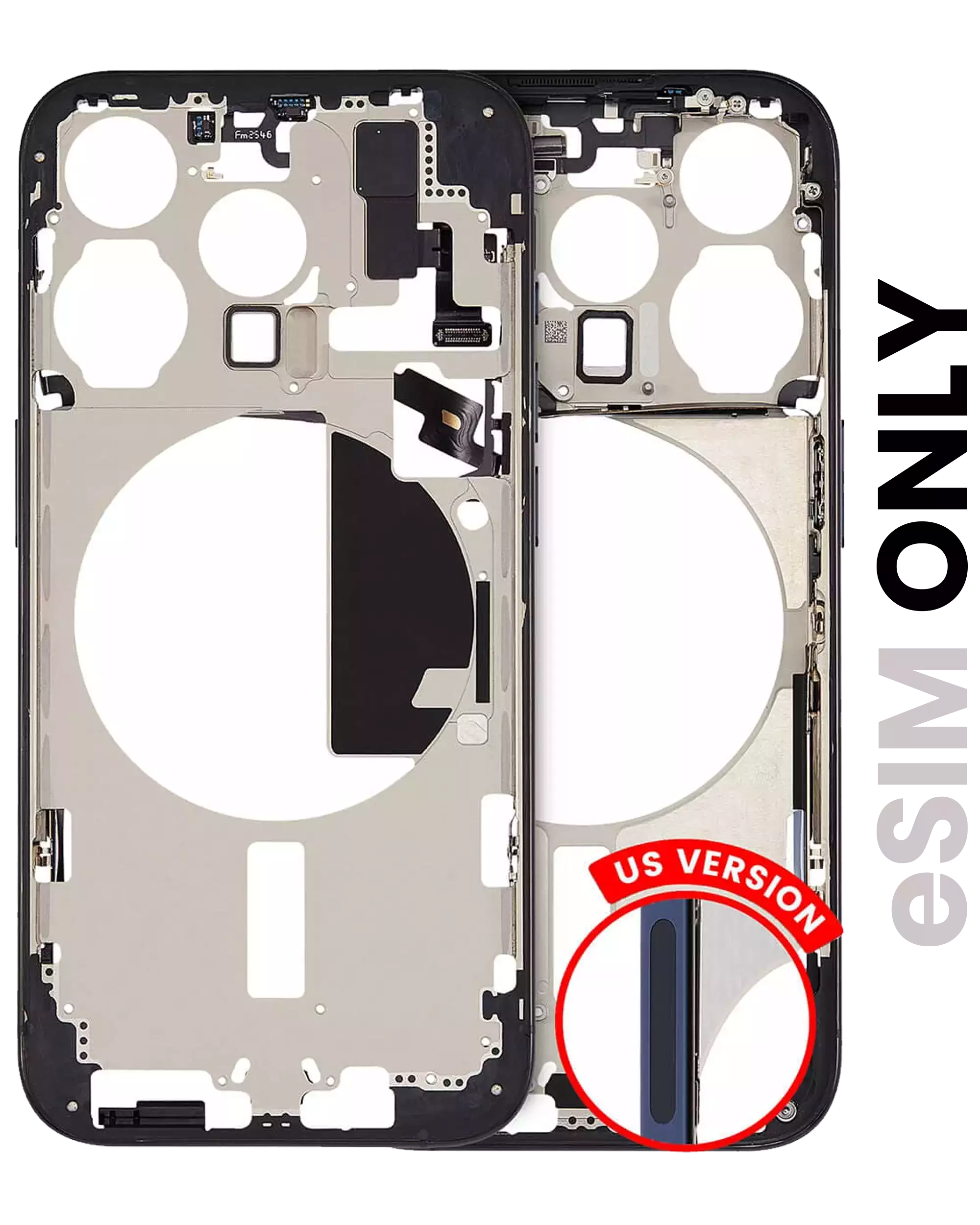 Midframe/Frame with Small Parts for iPhone 15 Pro (US Version) (Used OEM Pull, C Quality) (Blue Titanium)