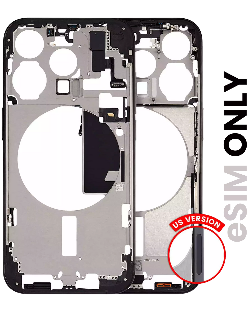 Midframe/Frame with Small Parts for iPhone 15 Pro (US Version) (Used OEM Pull, C Quality) (Black Titanium)