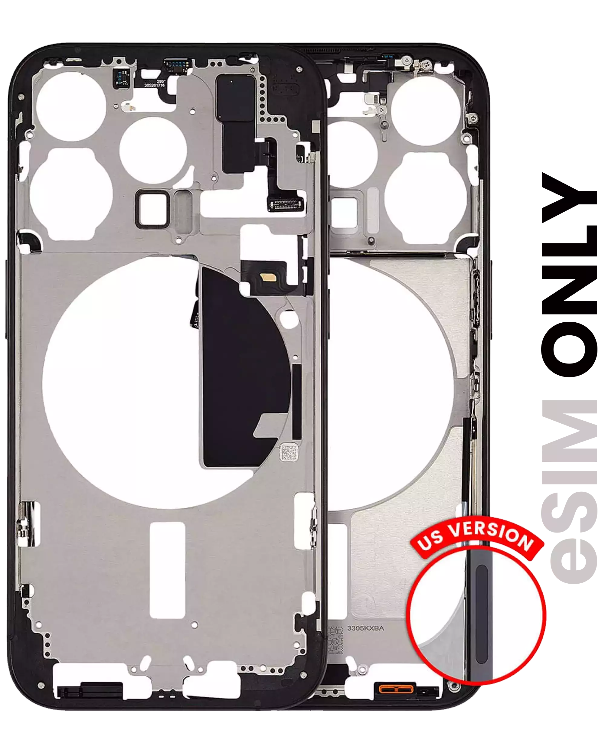 Midframe/Frame with Small Parts for iPhone 15 Pro (US Version) (Used OEM Pull, C Quality) (Black Titanium)