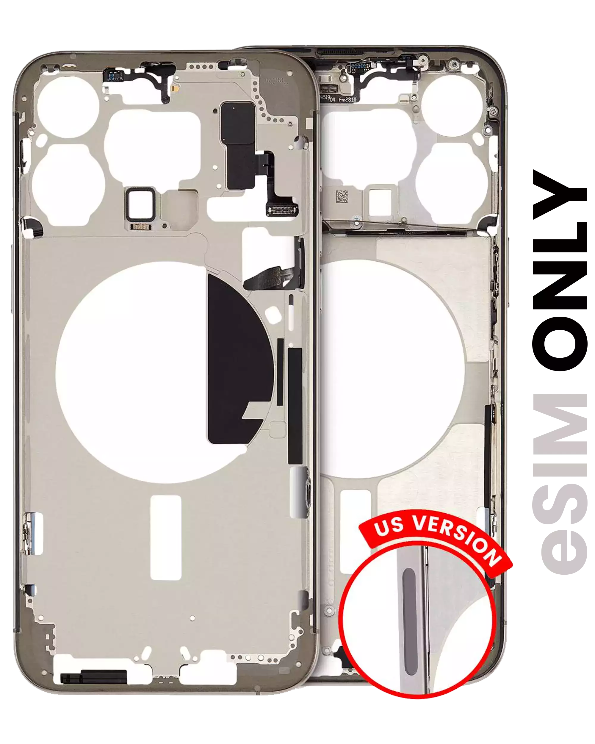 Backcover/Rahmen + Kleinteile iPhone 15 Pro Max US OEM Ausbau B Natural Titanium