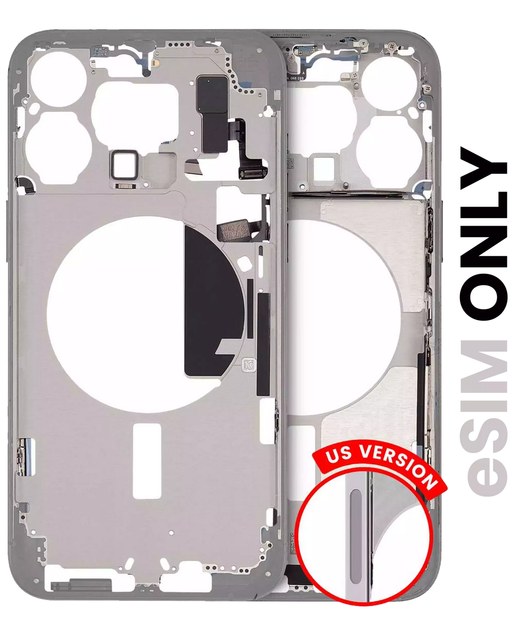 Midframe/Frame with Small Parts for iPhone 15 Pro Max (US Version) (Used OEM Pull, Quality B) (White Titanium)