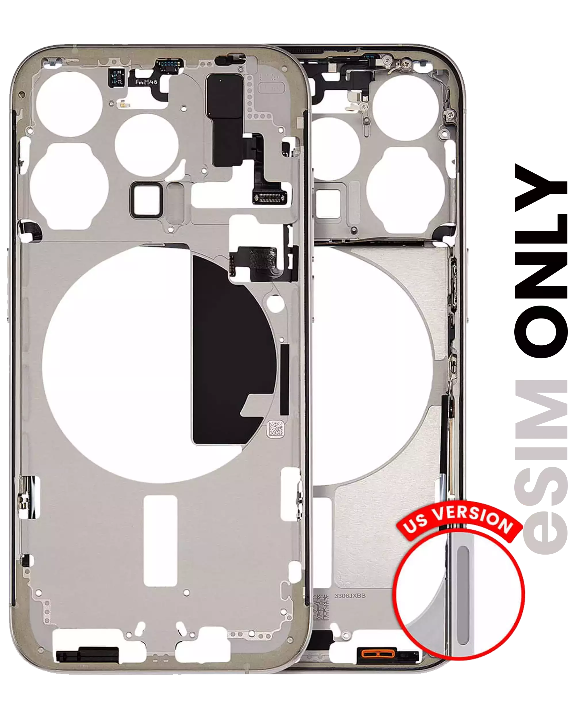 Midframe/Frame with Small Parts for iPhone 15 Pro (US Version) (Used OEM Pull, Quality B) (Natural Titanium)