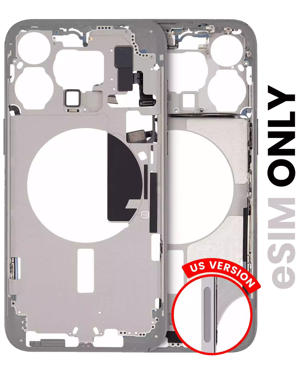 Midframe/Frame with Small Parts for iPhone 15 Pro Max (US Version) (Used OEM Pull, Grade A) (White Titanium)