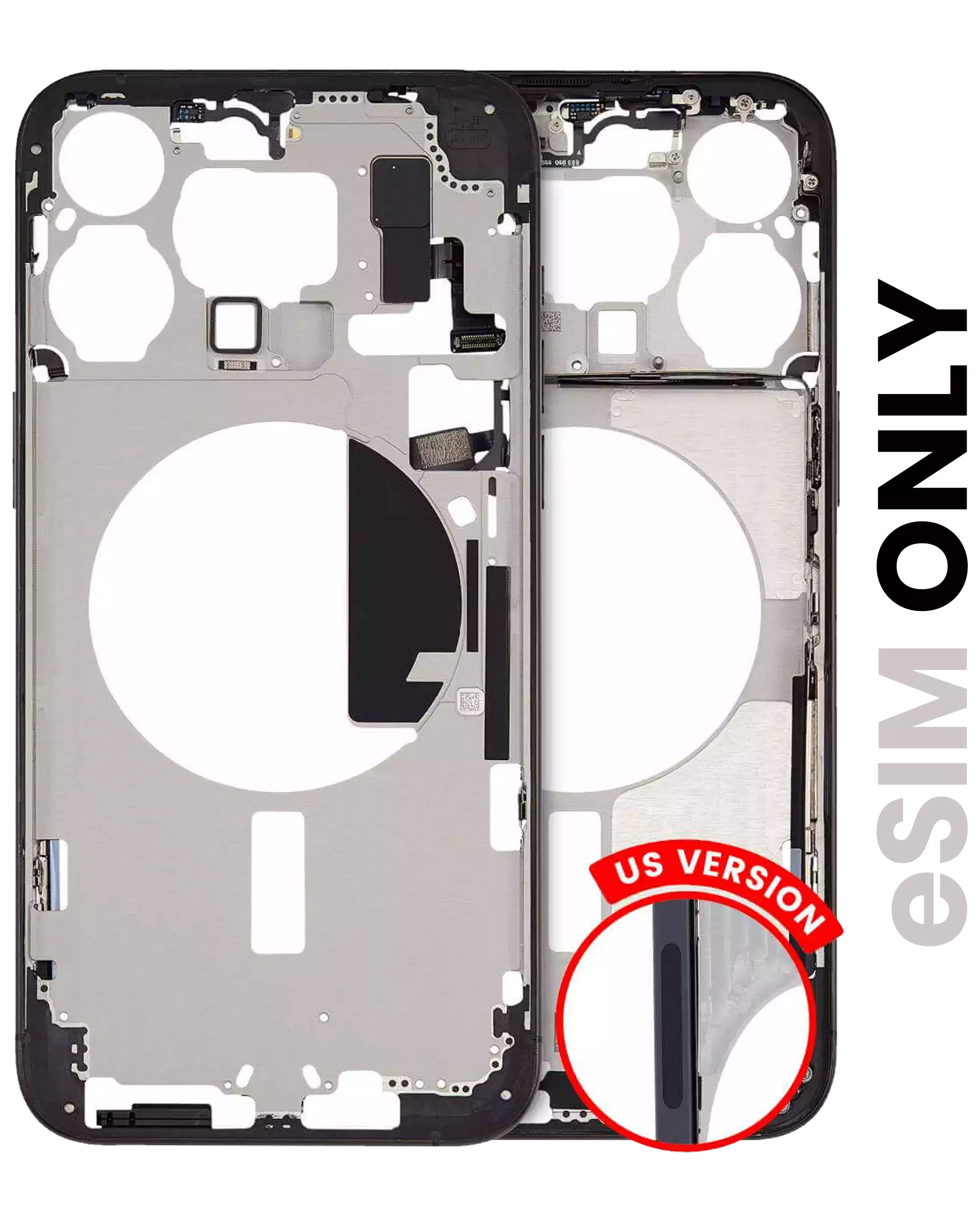 Midframe/Frame with Small Parts for iPhone 15 Pro Max (US Version) (Used OEM Pull, Grade A) (Black Titanium)
