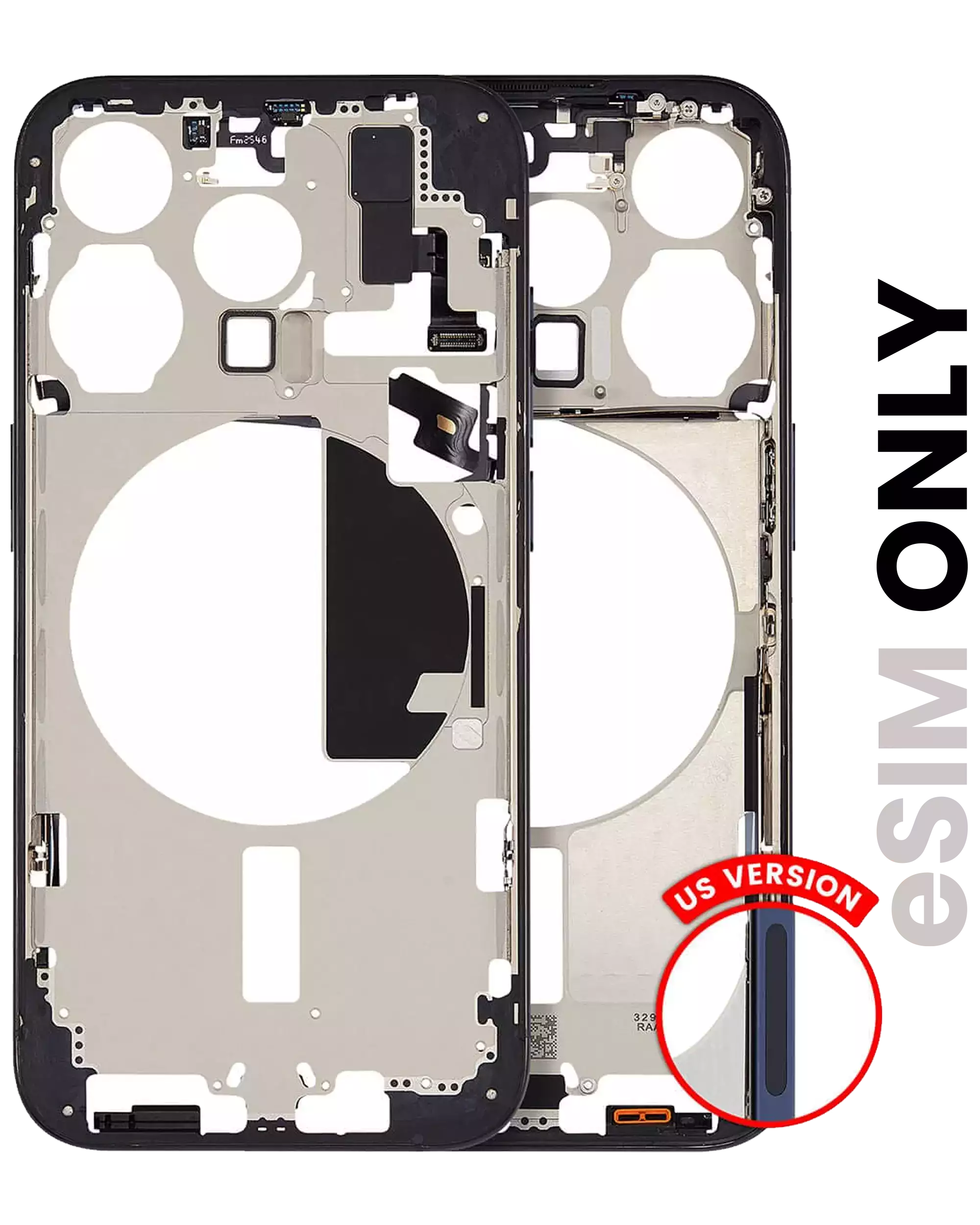 Midframe/Frame with Small Parts for iPhone 15 Pro (US Version) (Grade A) (Blue Titanium)