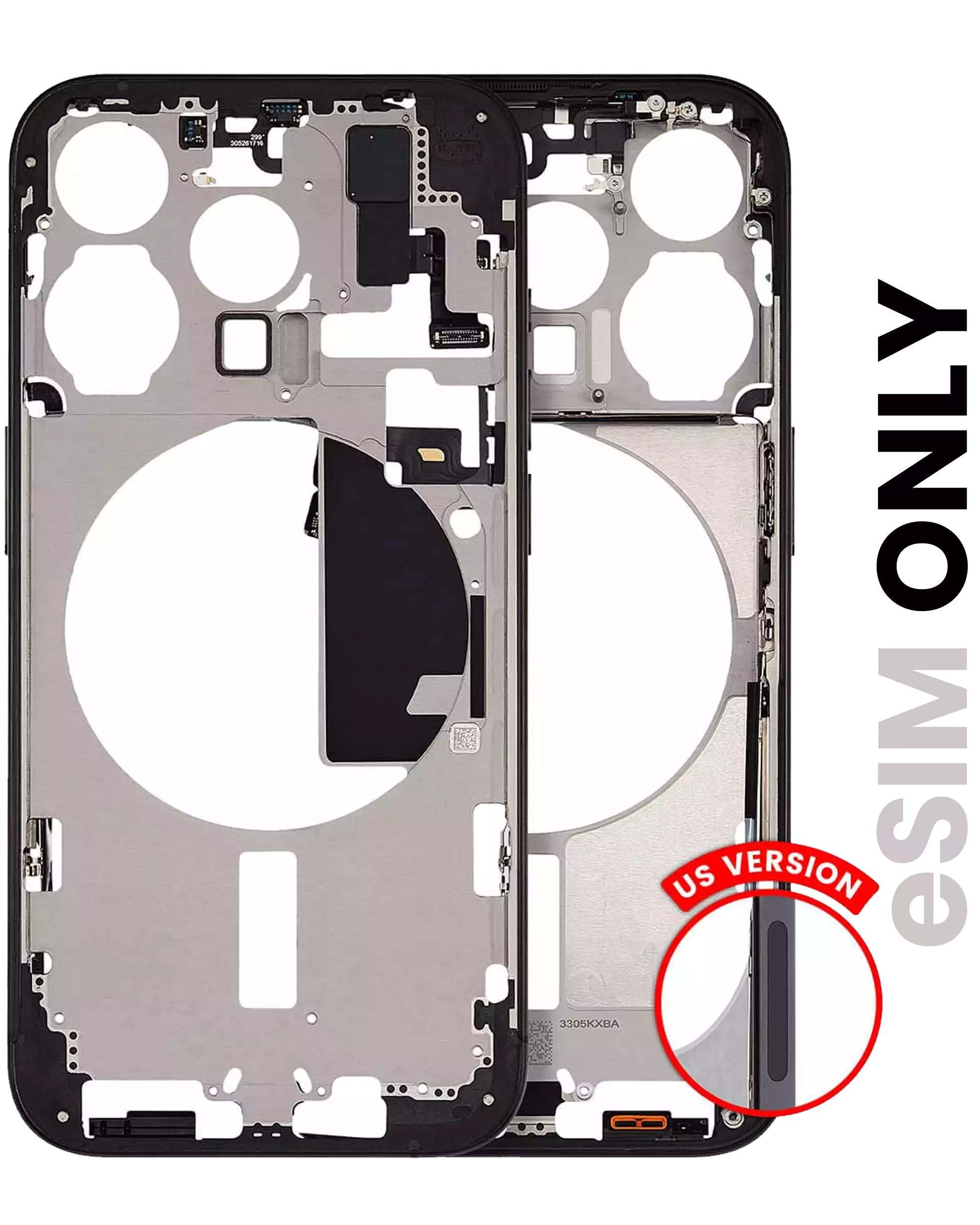 Midframe/Frame with Small Parts for iPhone 15 Pro (US Version) (Used OEM Pull, Quality B) (Black Titanium)