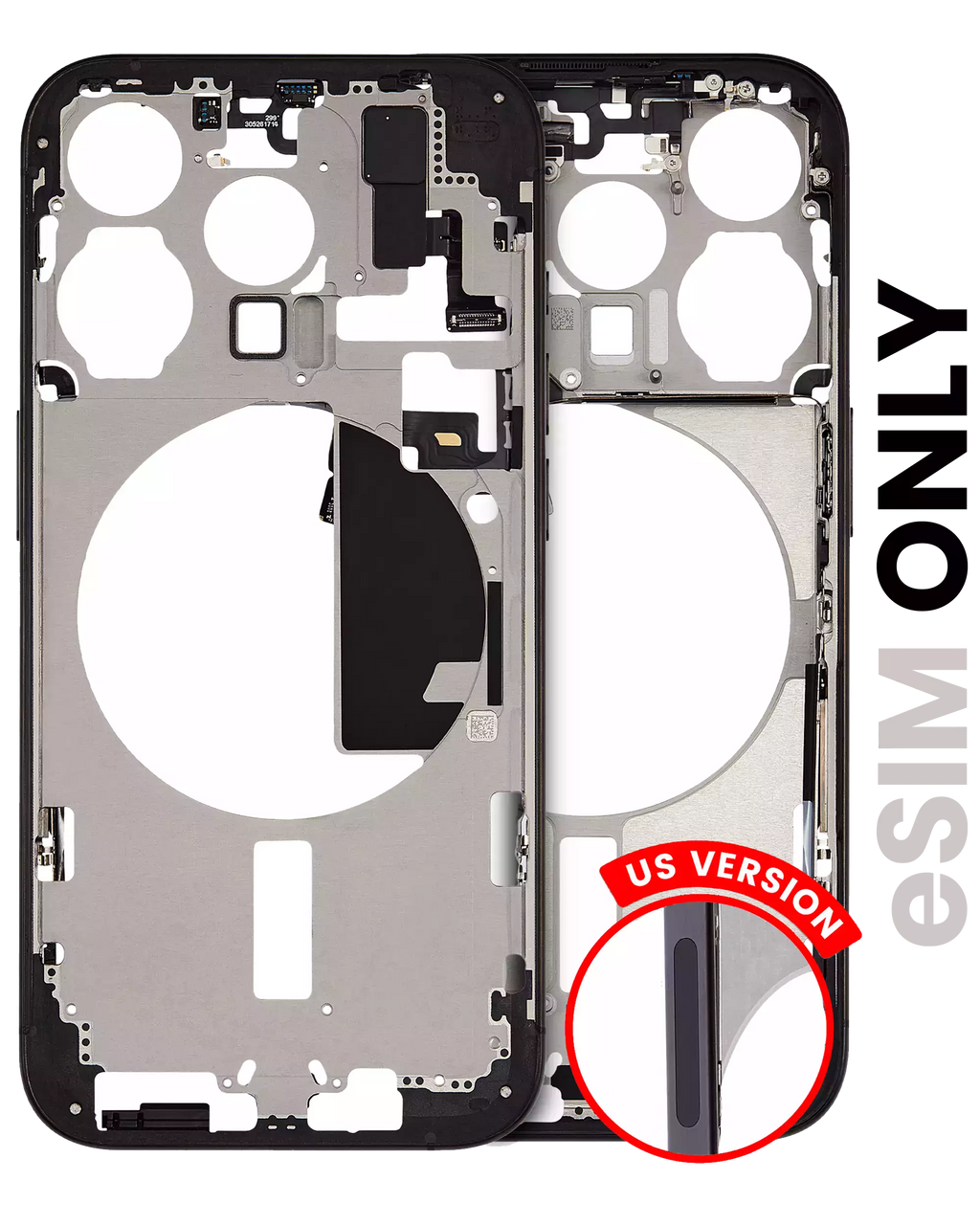Midframe/Frame with Small Parts for iPhone 15 Pro (US Version) (Quality A) (Black Titanium)