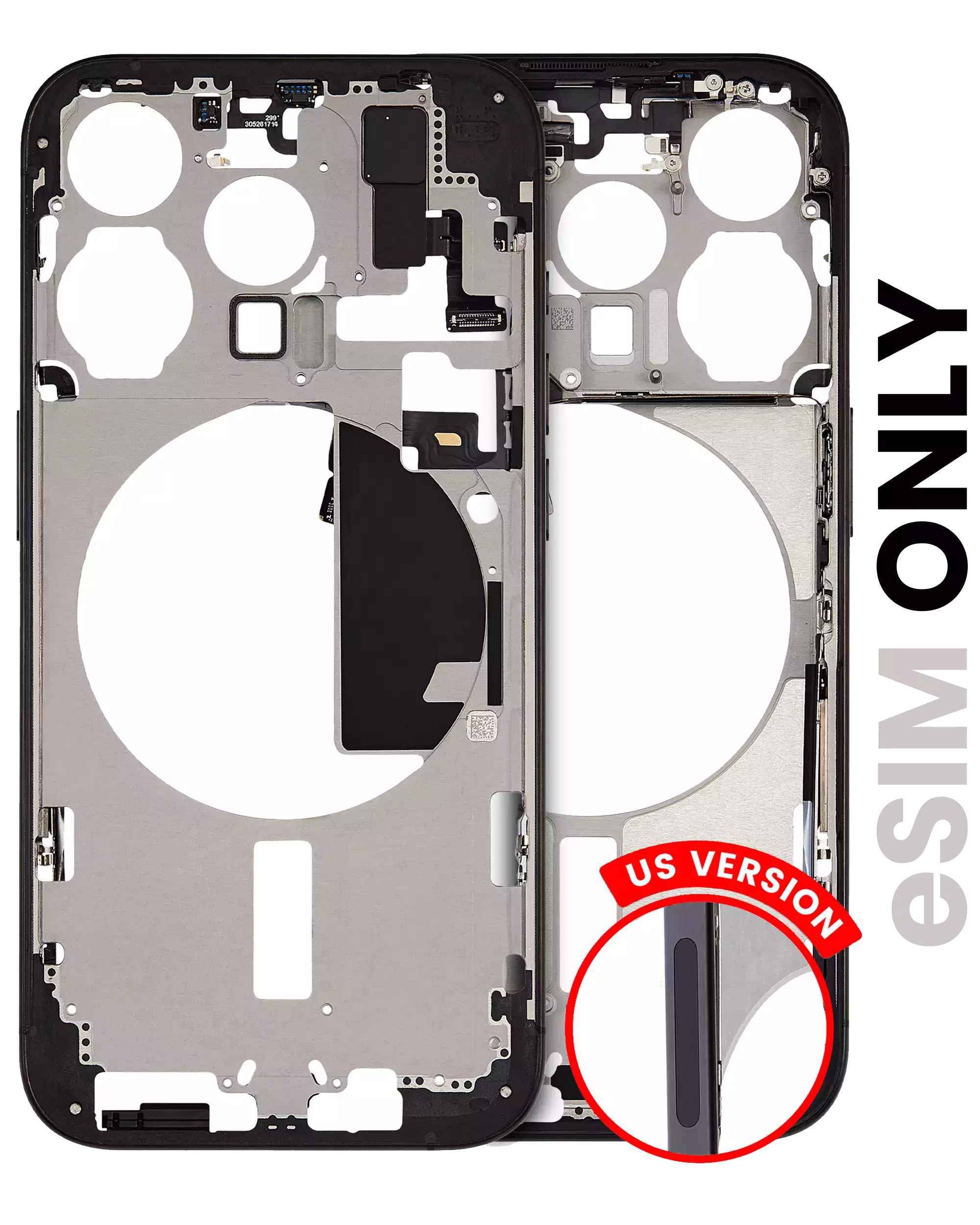 Midframe/Frame with Small Parts for iPhone 15 Pro (US Version) (Quality A) (Black Titanium)