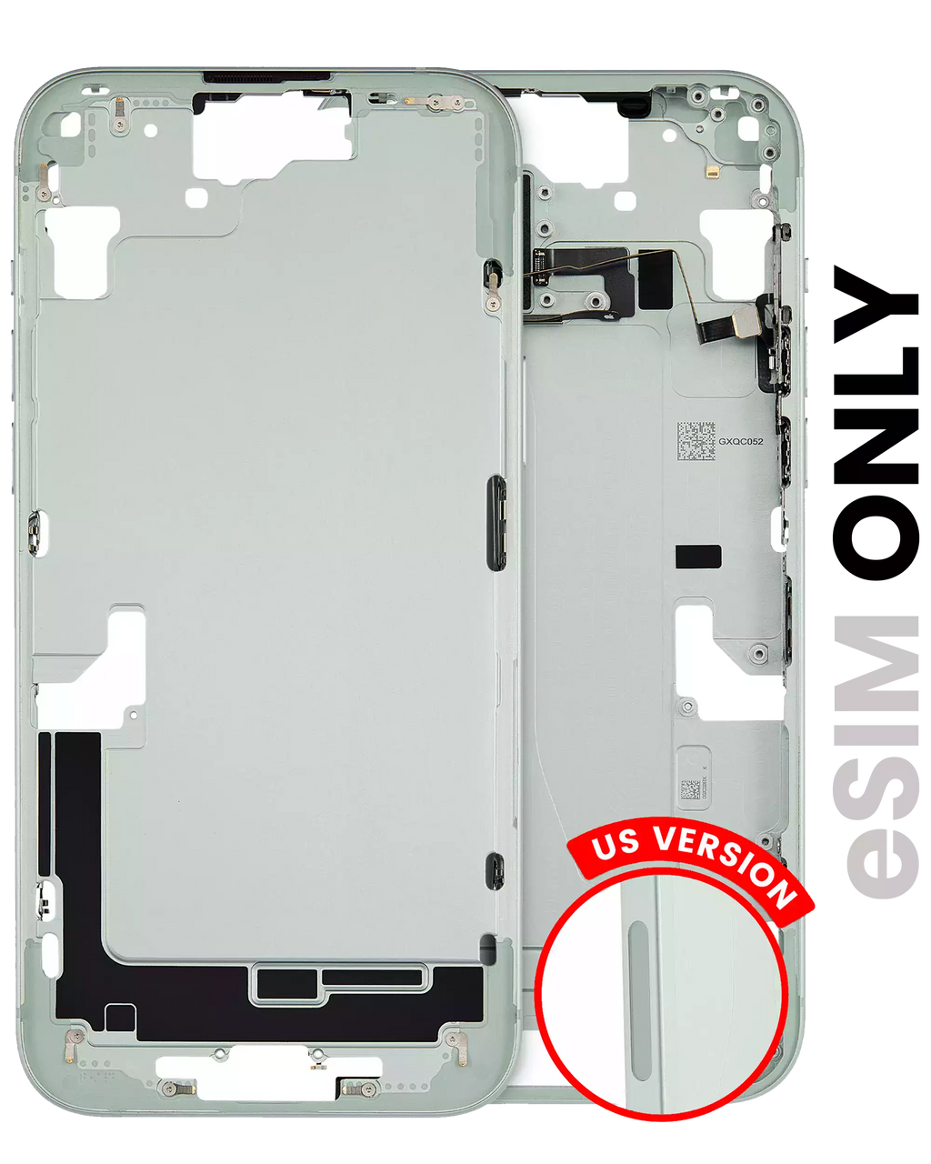 Midframe/Frame with Small Parts for iPhone 15 Plus (US Version) (Used OEM Pull, Quality A) (Green)