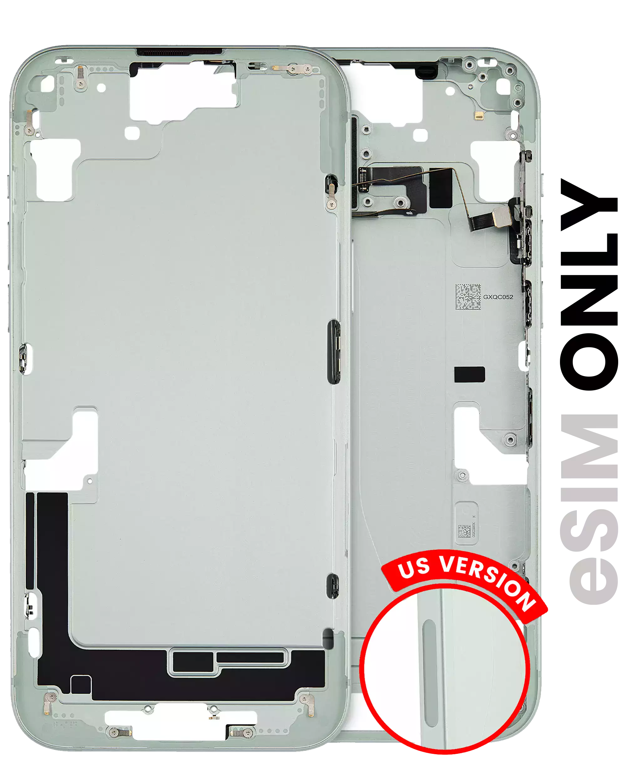 Midframe/Frame with Small Parts for iPhone 15 Plus (US Version) (Used OEM Pull, Quality A) (Green)