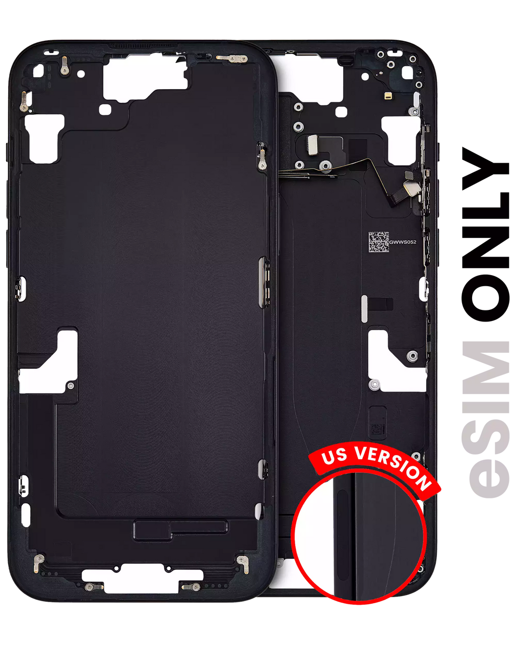 Midframe/Frame with Small Parts for iPhone 15 Plus (US Version) (Used OEM Pull, Grade A) (Black)