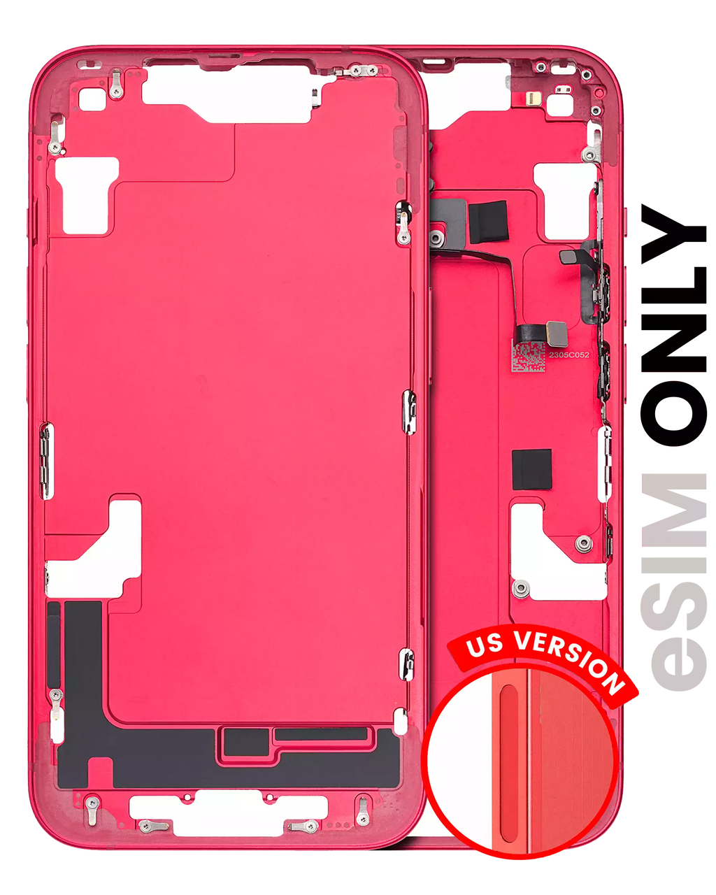 Midframe/Frame with Small Parts for iPhone 14 (US Version) (Original Apple Part, Quality B) (Red)