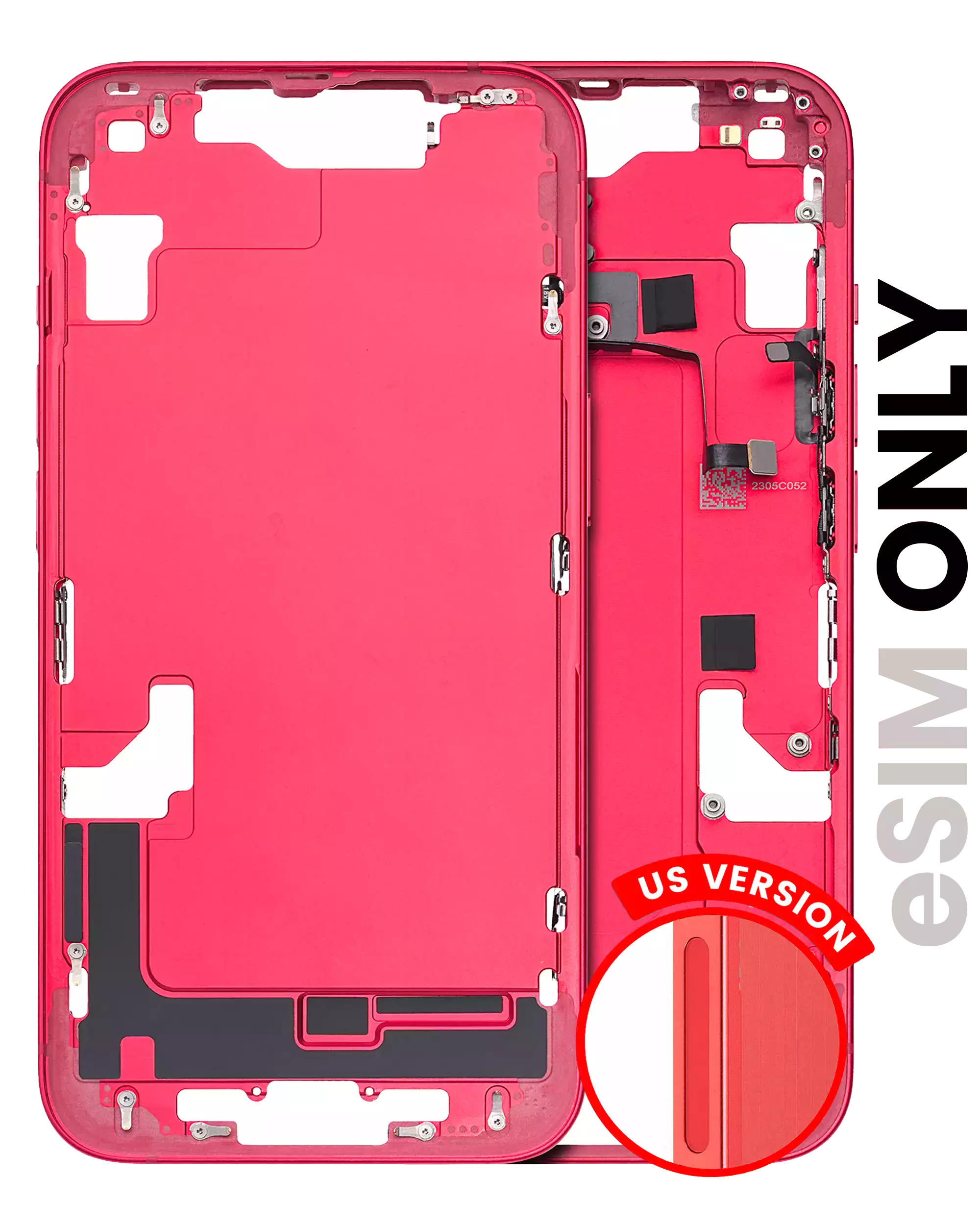 Midframe/Frame with Small Parts for iPhone 14 (US Version) (Original Apple Part, Quality B) (Red)