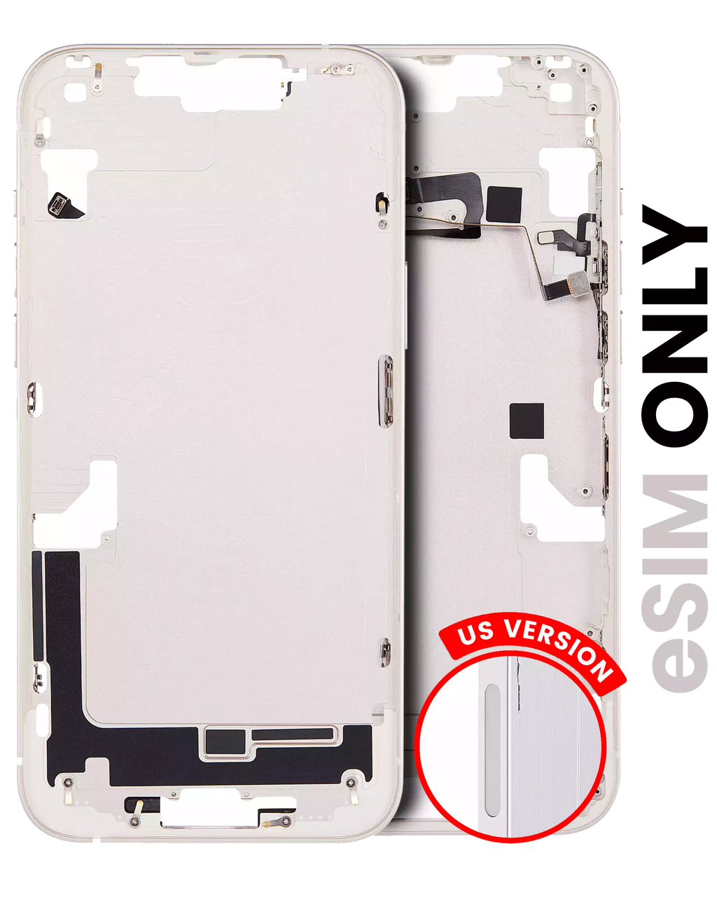 Midframe/Frame with small parts for iPhone 14 Plus (US Version) (used OEM pull, Quality B) (Starlight)