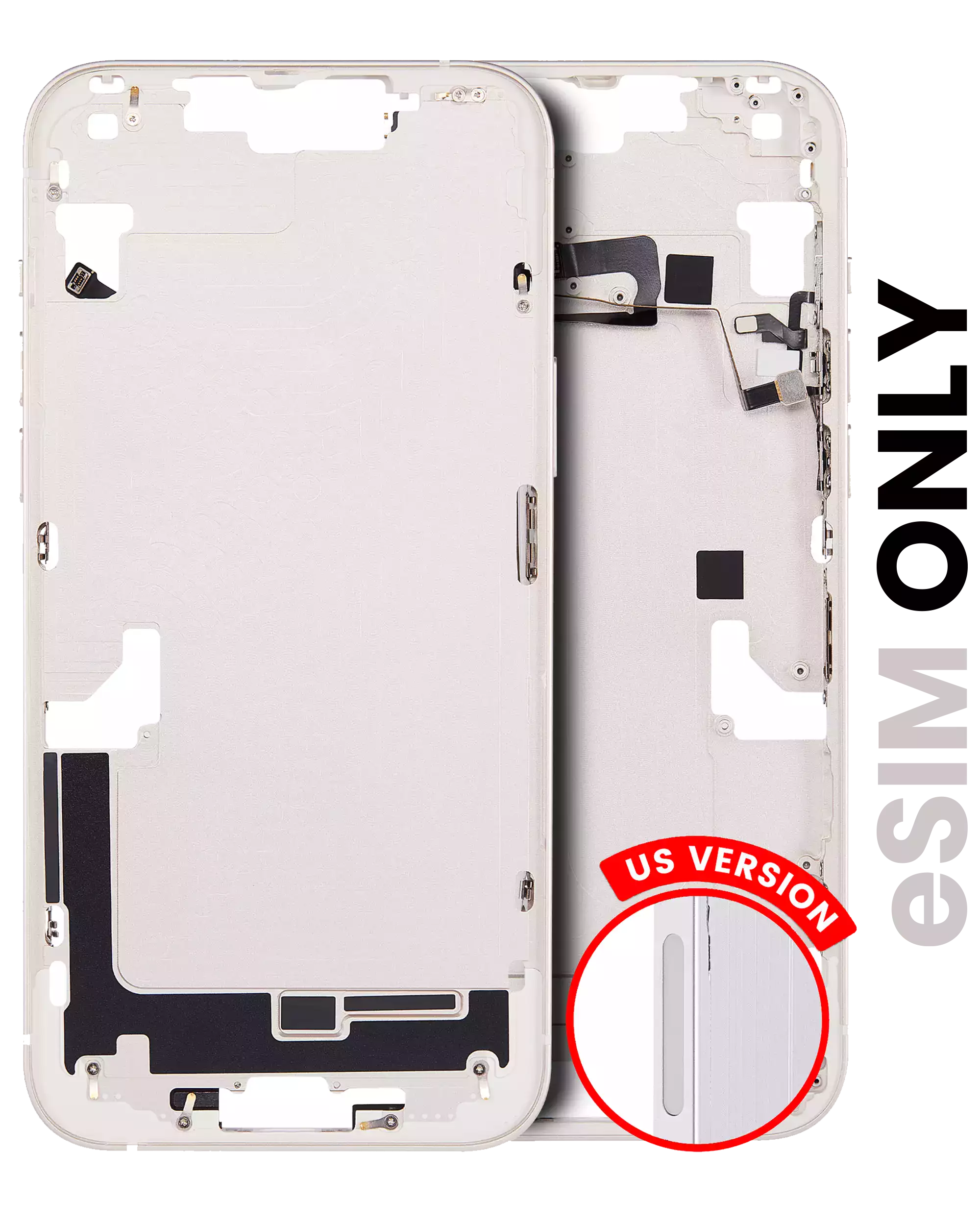 Midframe/Frame with small parts for iPhone 14 Plus (US Version) (used OEM pull, Quality B) (Starlight)