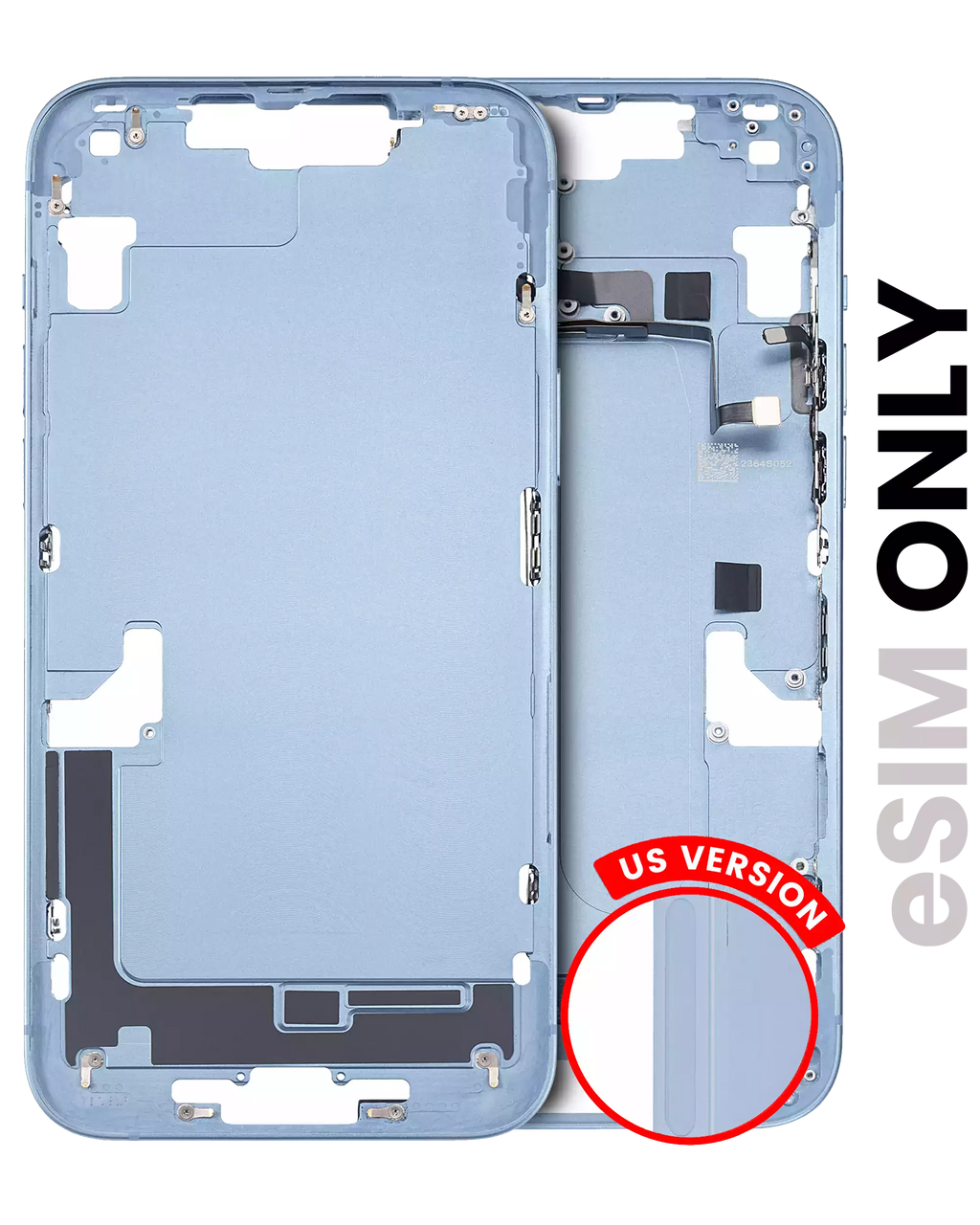 Midframe/Frame incl. small parts for iPhone 14 Plus (US Version) - used OEM removal, Quality B (Blue)