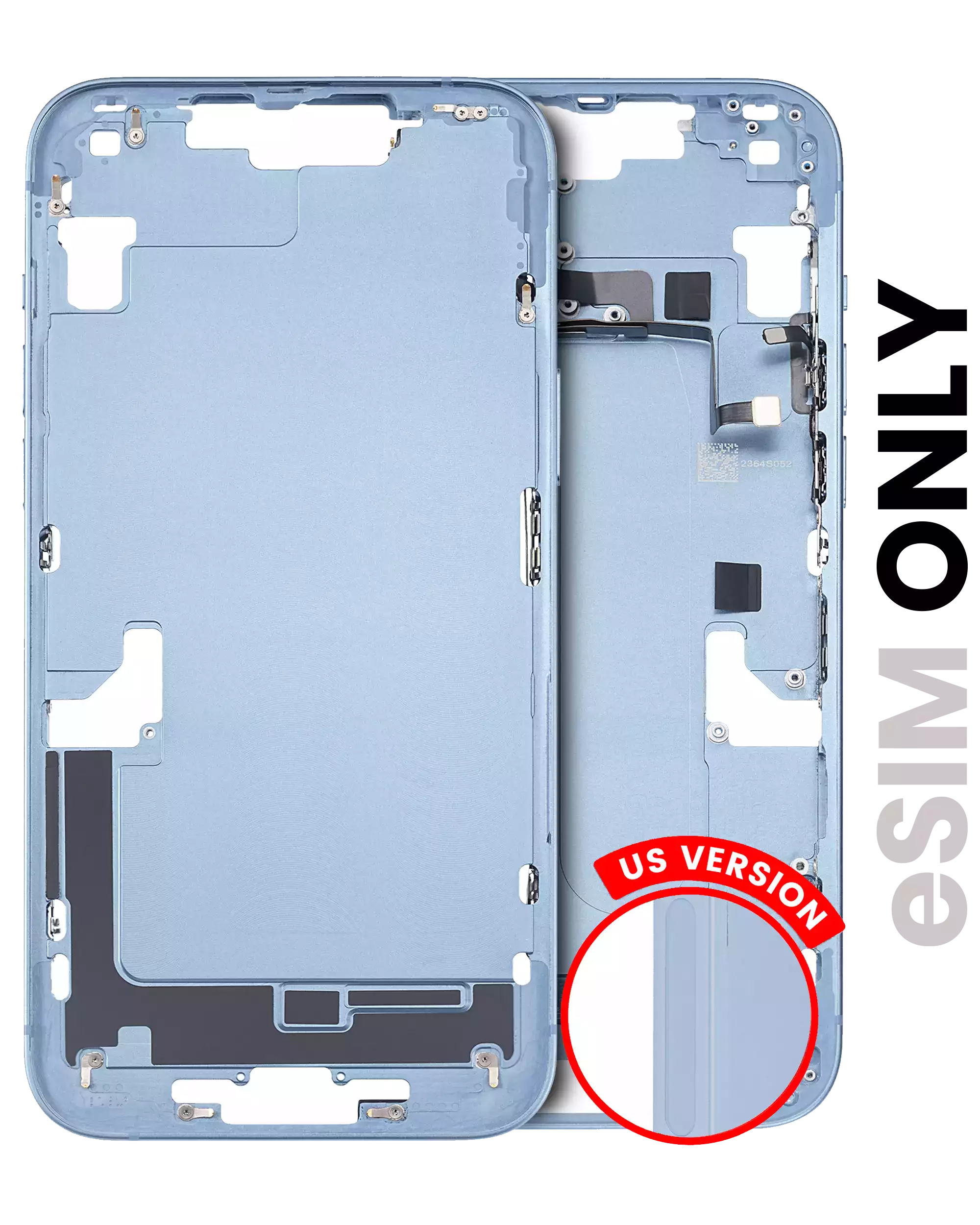 Midframe/Frame incl. small parts for iPhone 14 Plus (US Version) - used OEM removal, Quality B (Blue)